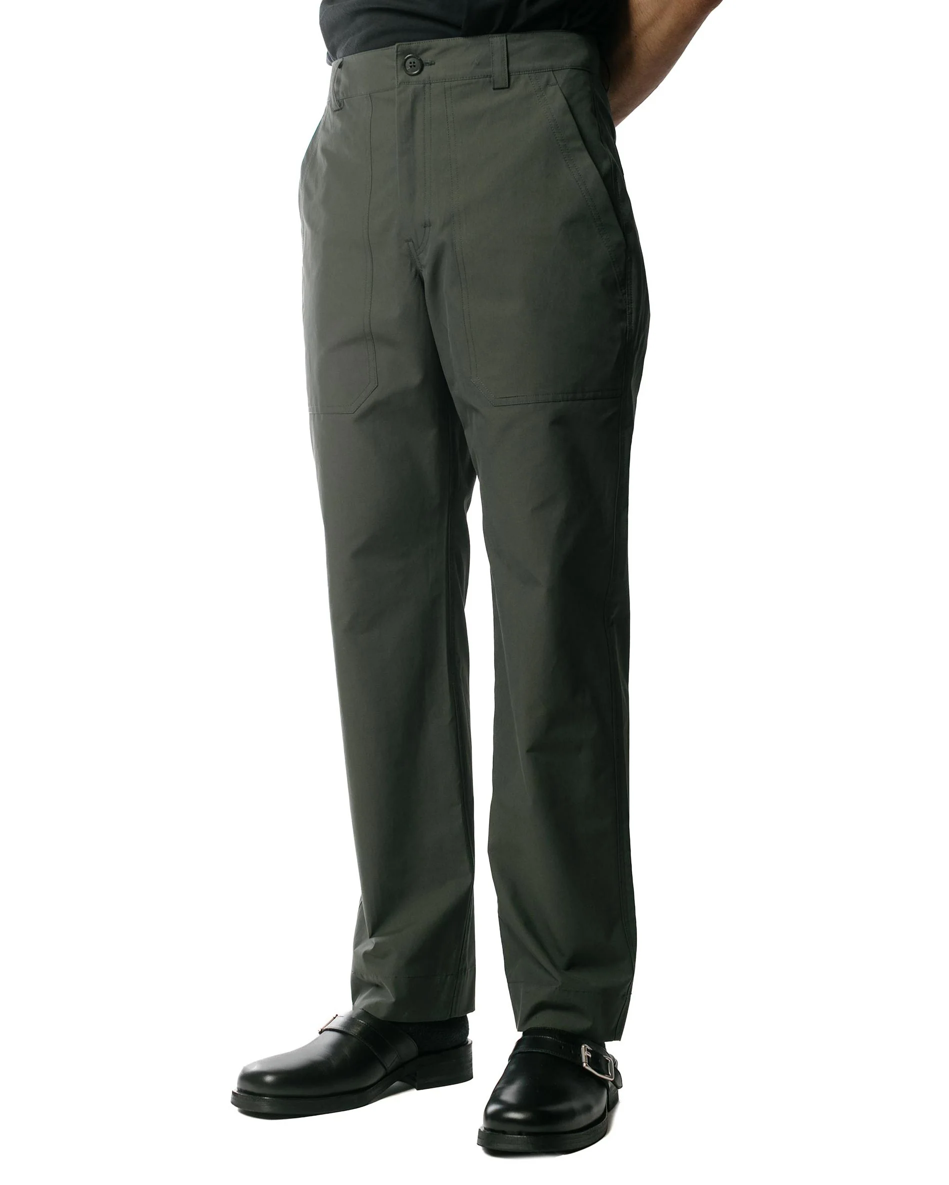 Wanze Straight Leg Baker Pant Structured Cotton Green Smoke