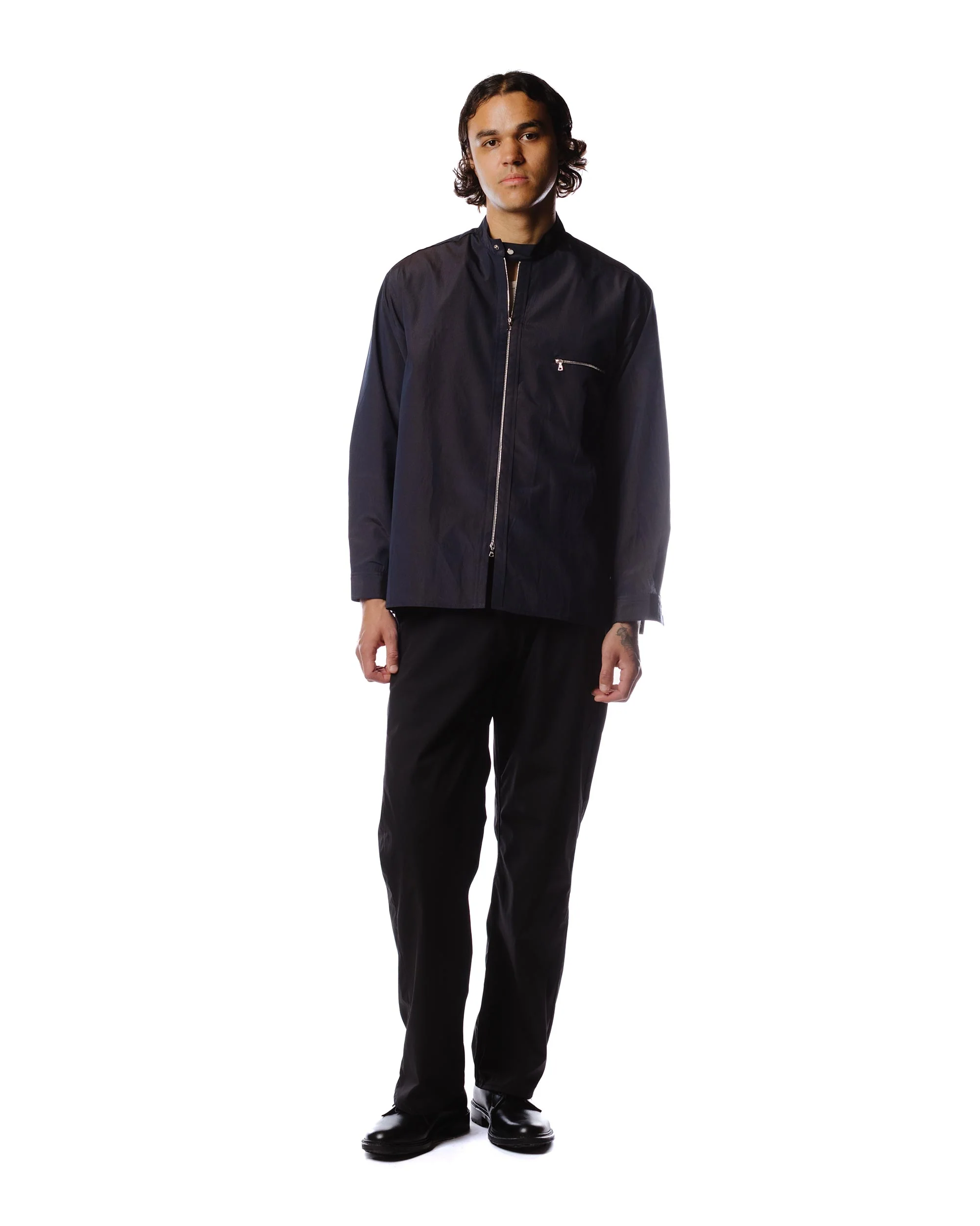 Wanze Moto Zip Shirt Cotton Navy