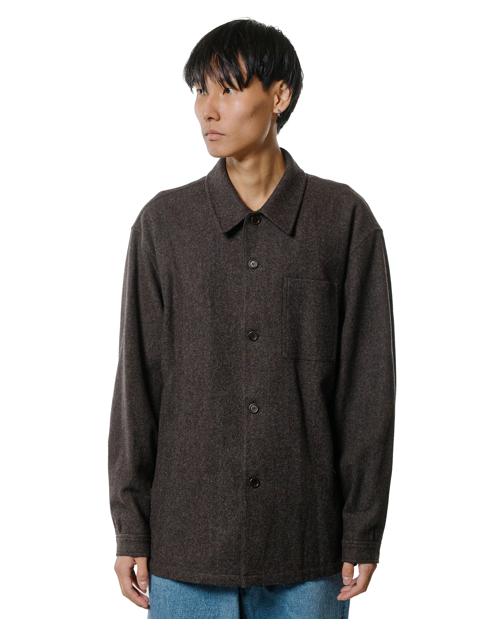 Amomento Wool Shirt Dark Brown