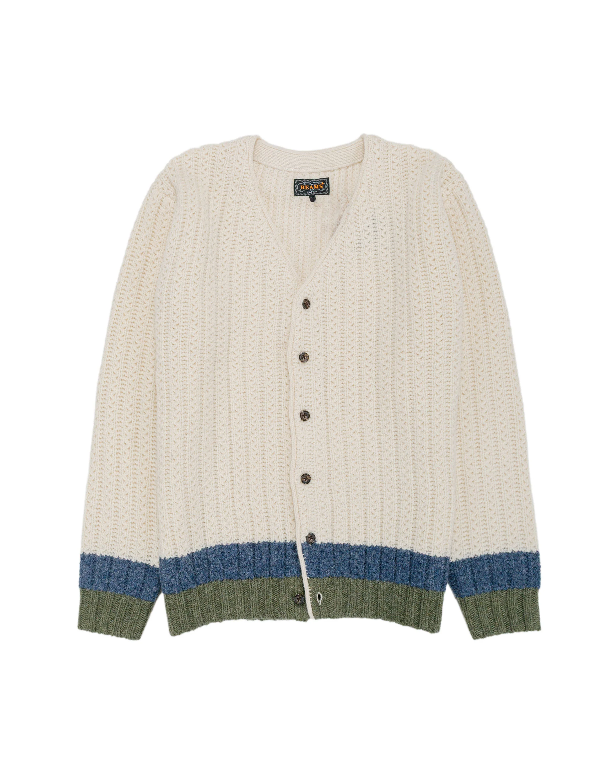 Beams Plus Hem Line Cardigan White