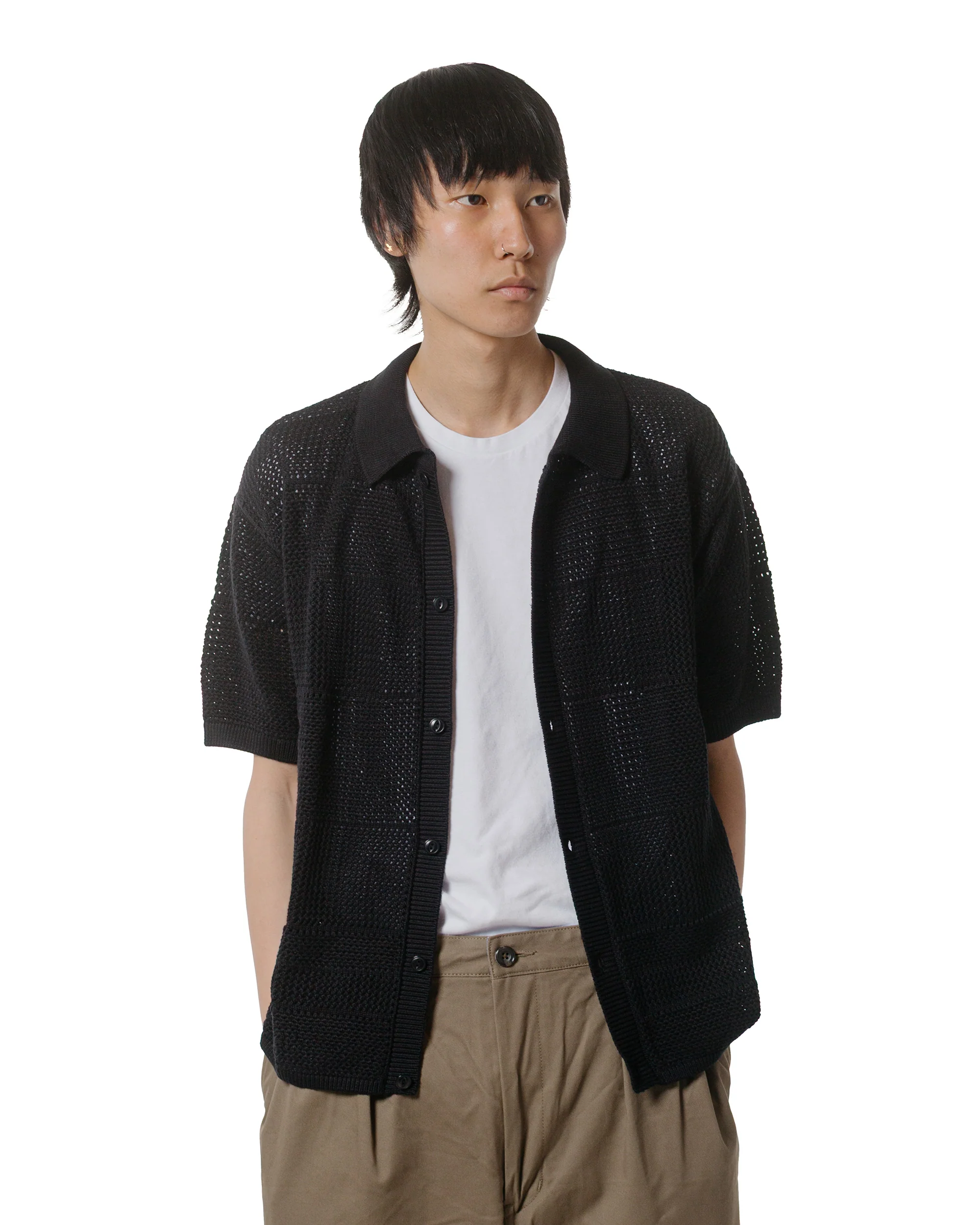 Merz B. Schwanen KNITSHIRT01 Crochet Shirt Deep Black