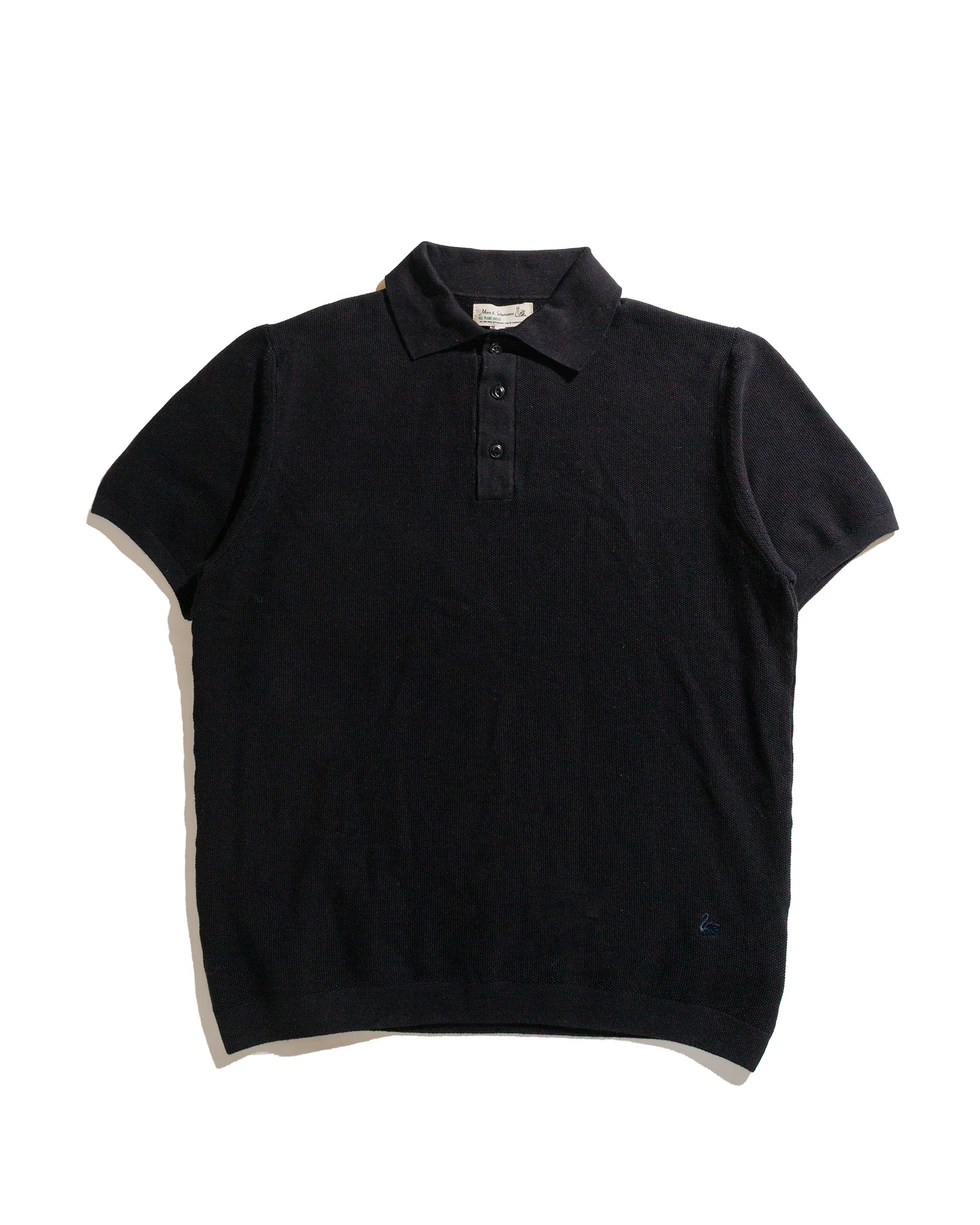 Merz B. Schwanen KPLP02 Knitted Polo Deep Black