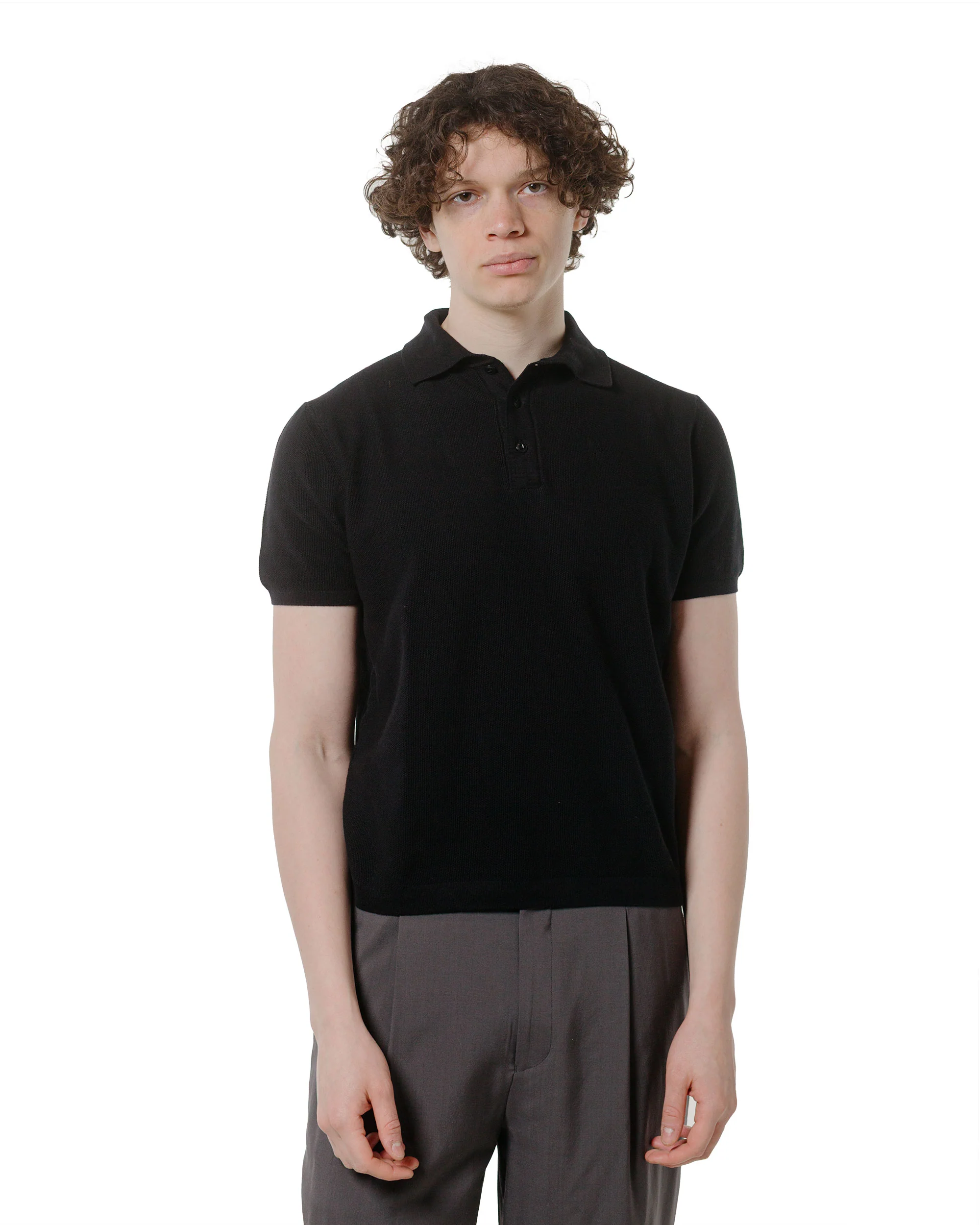 Merz B. Schwanen KPLP02 Knitted Polo Deep Black