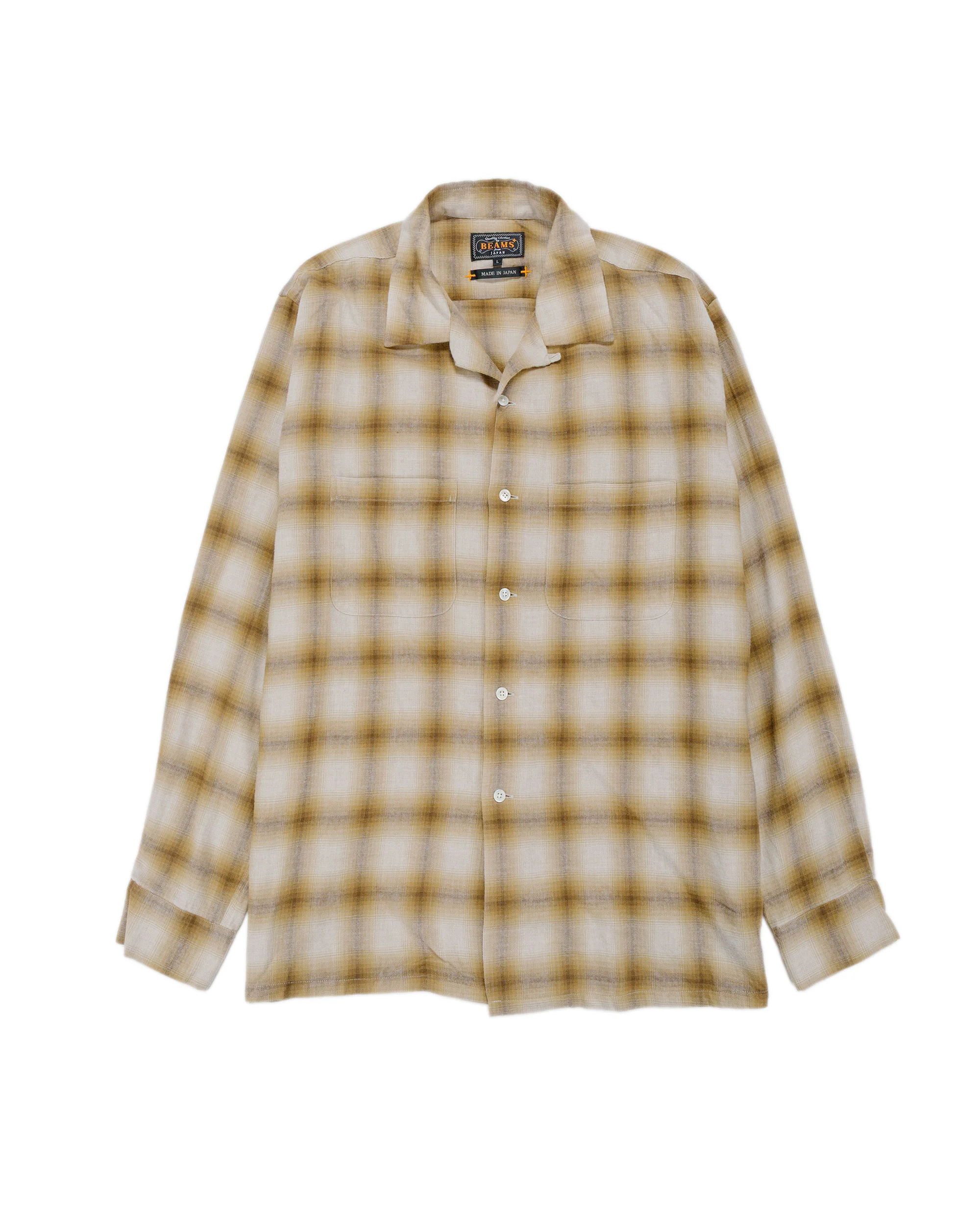 Beams Plus Open Collar Ombre Brown