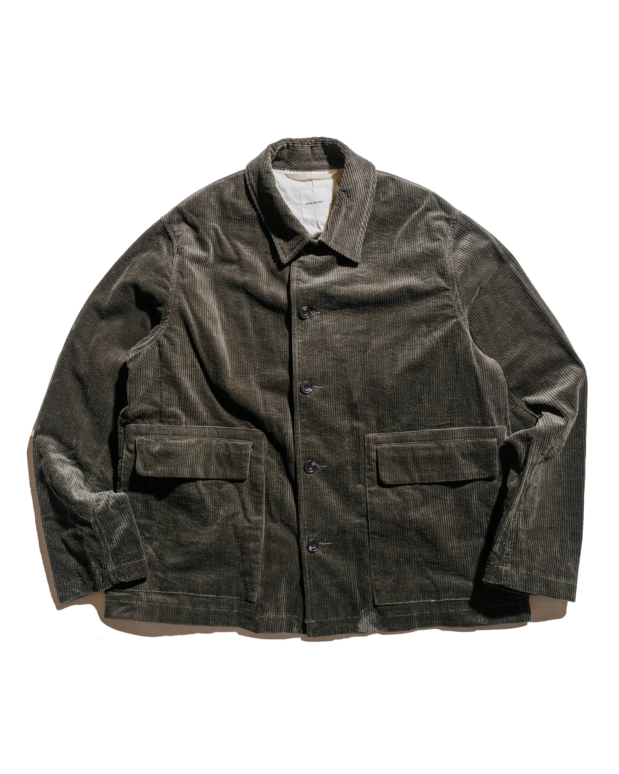 Sage de Cret Corduroy Short Coverall Jacket Olive