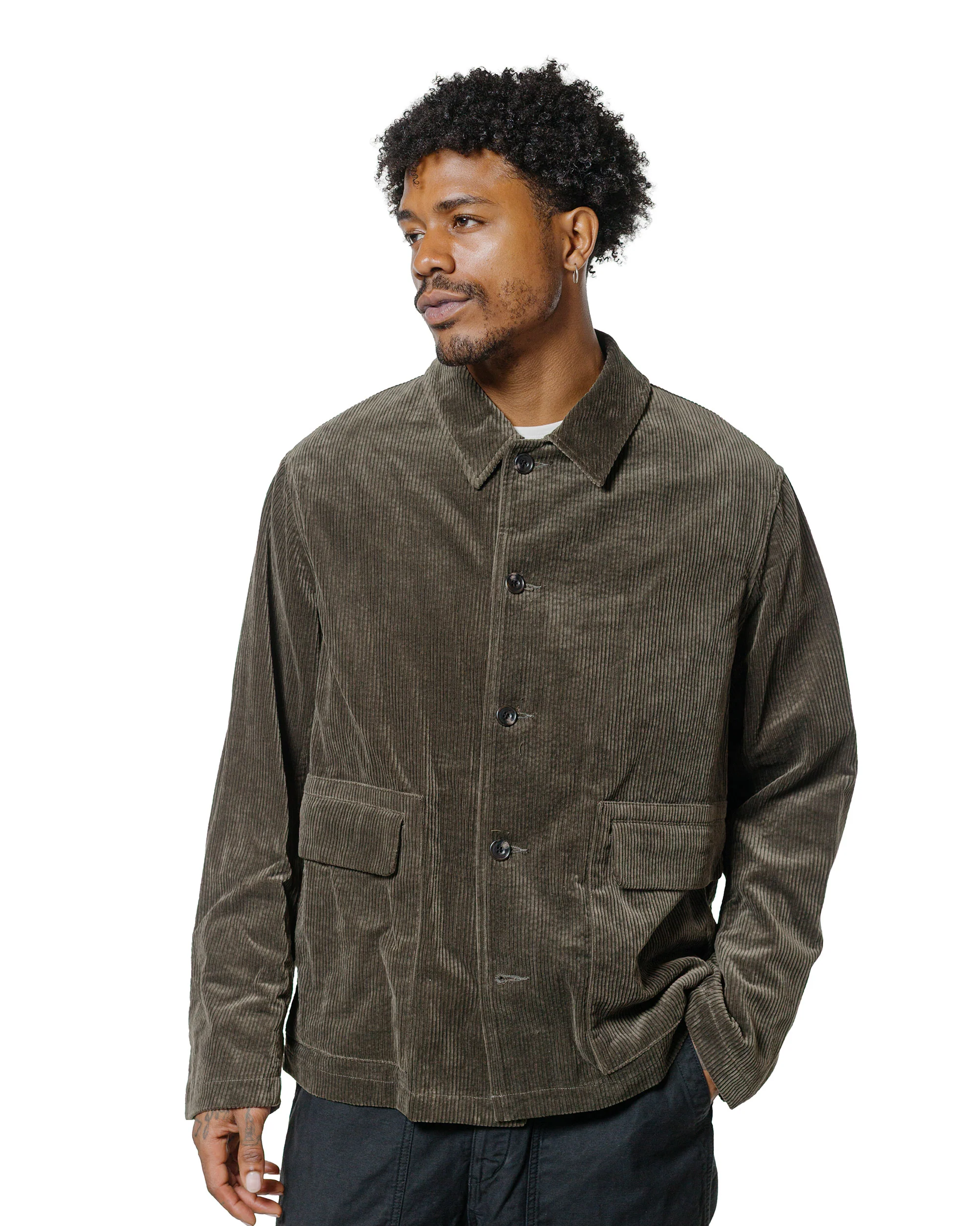 Sage de Cret Corduroy Short Coverall Jacket Olive