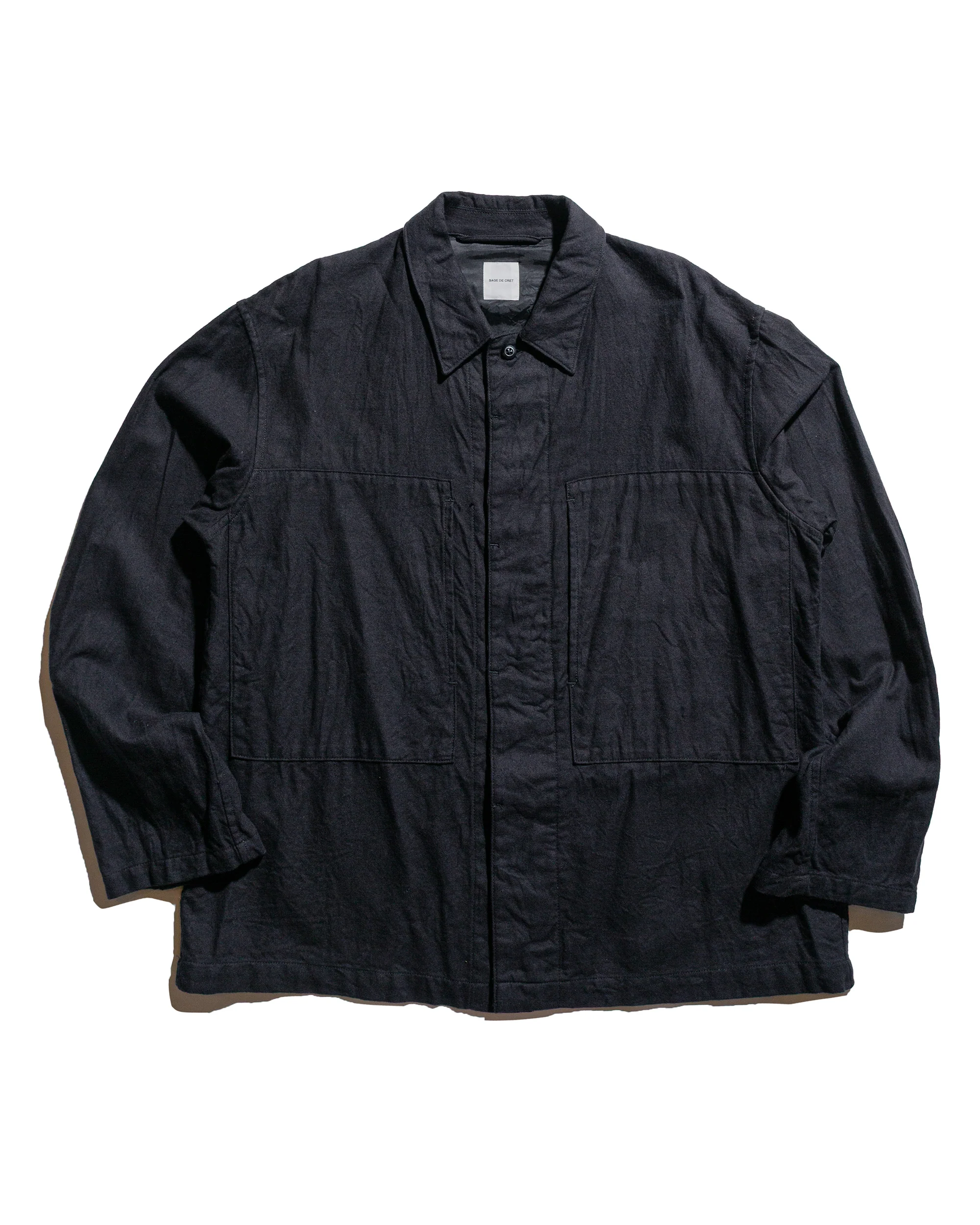 Sage de Cret Cotton/Wool Flannel Short Shirt Jacket Black