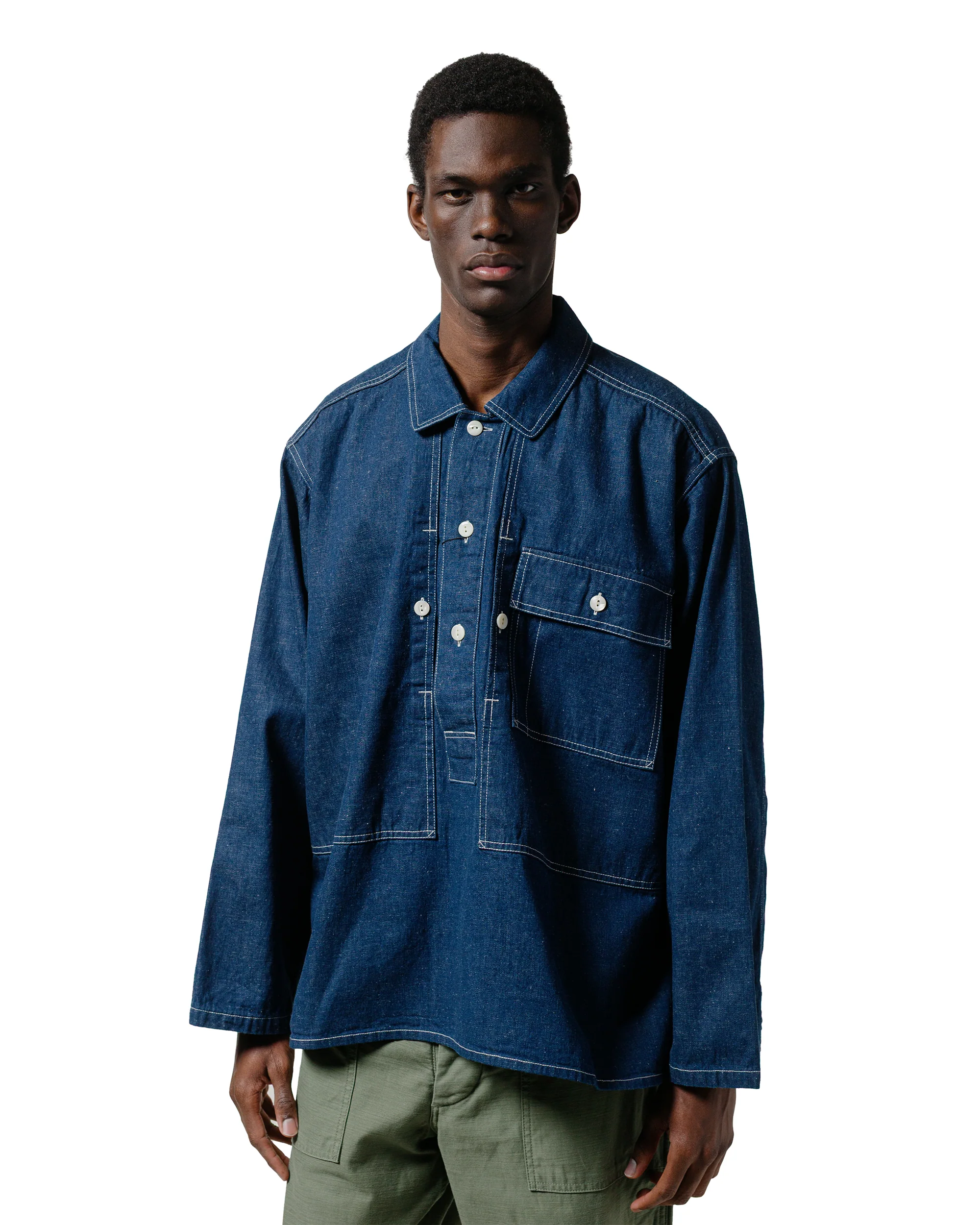 The Corona Utility CSJ004 Corona A.M Pullover Jacket 10oz Classics Denim Indigo