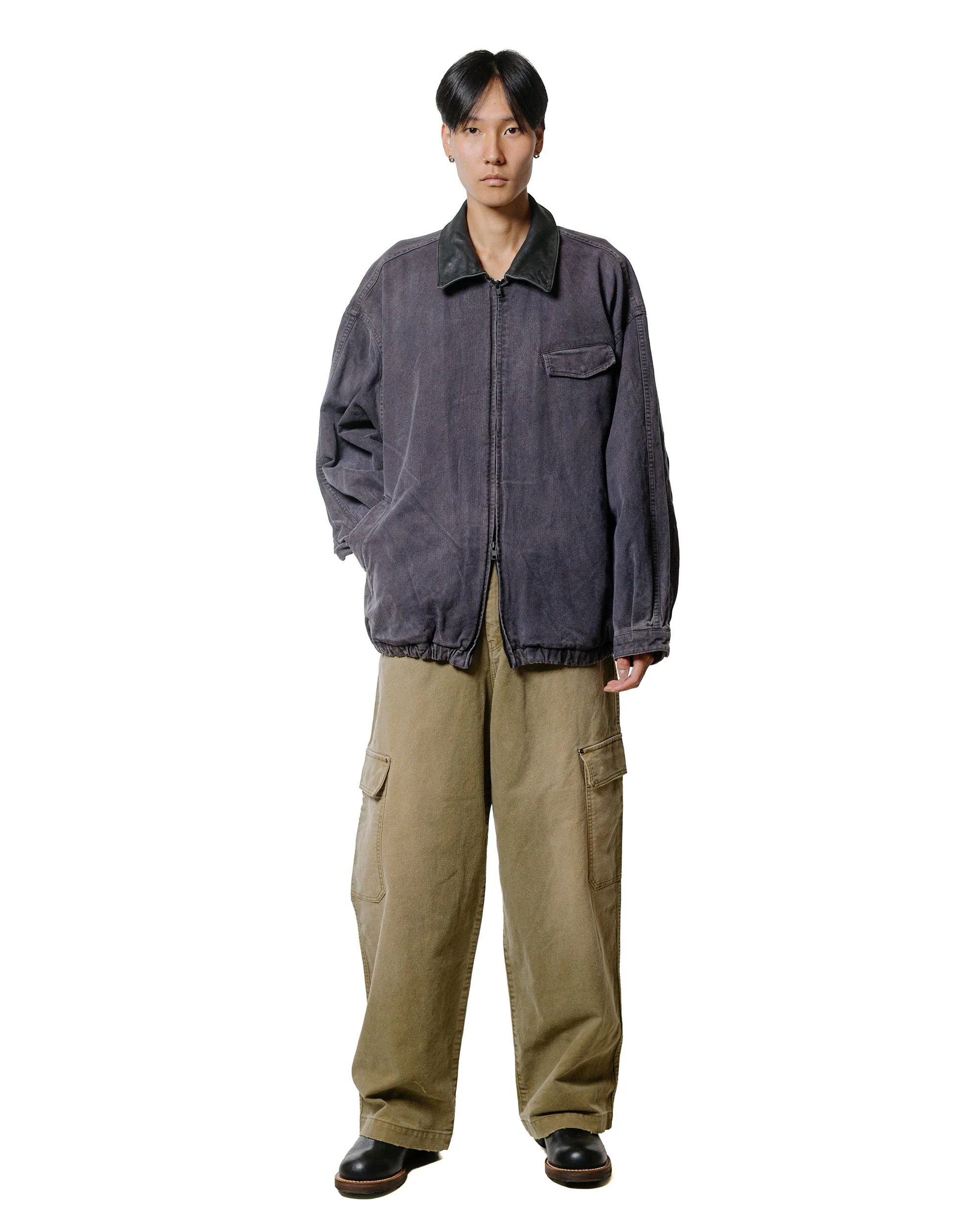 ssstein Sulfur Dyed Whip Cord Vintage Zip Jacket Black