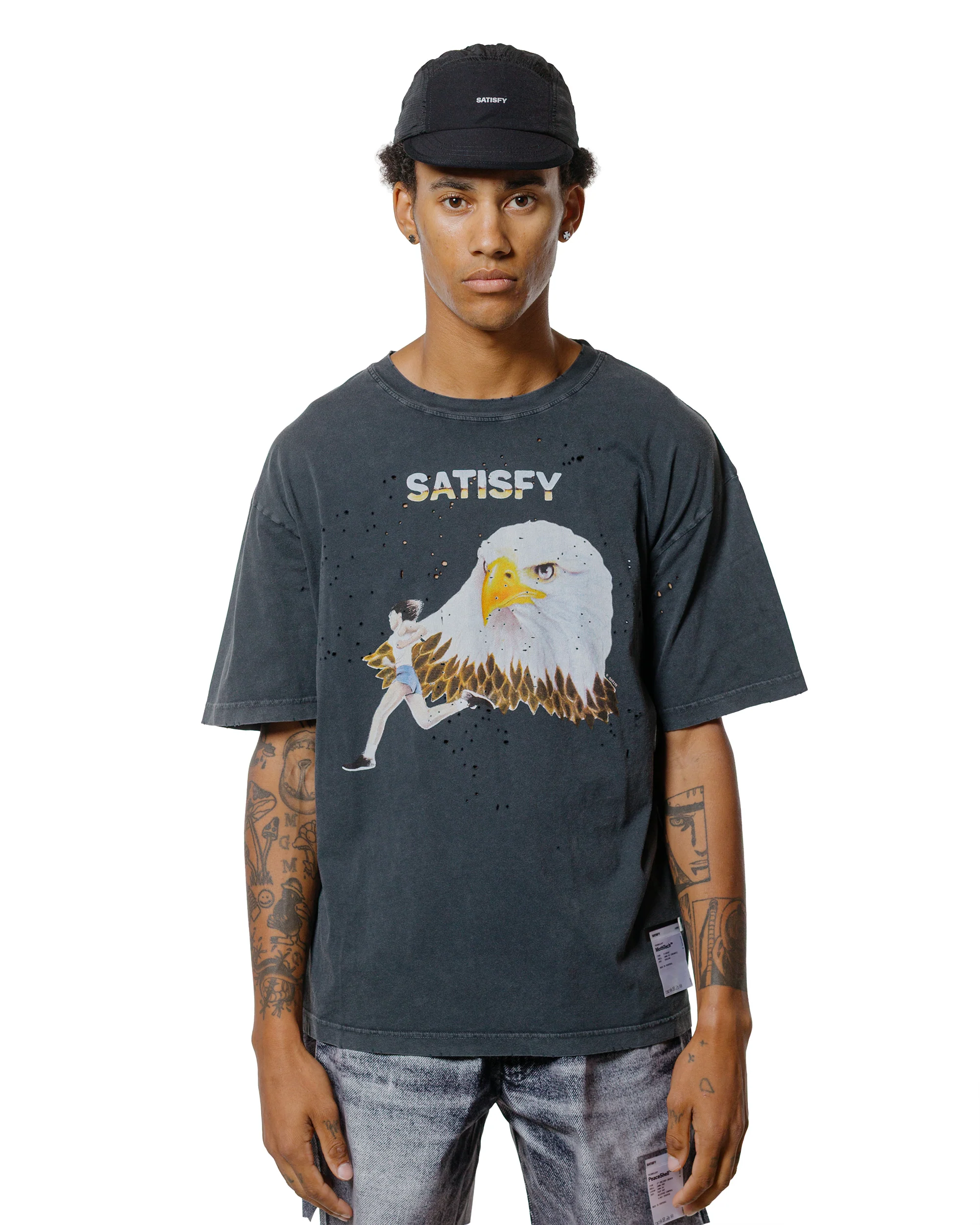 SATISFY MothTech T-Shirt Eagle Aged Black