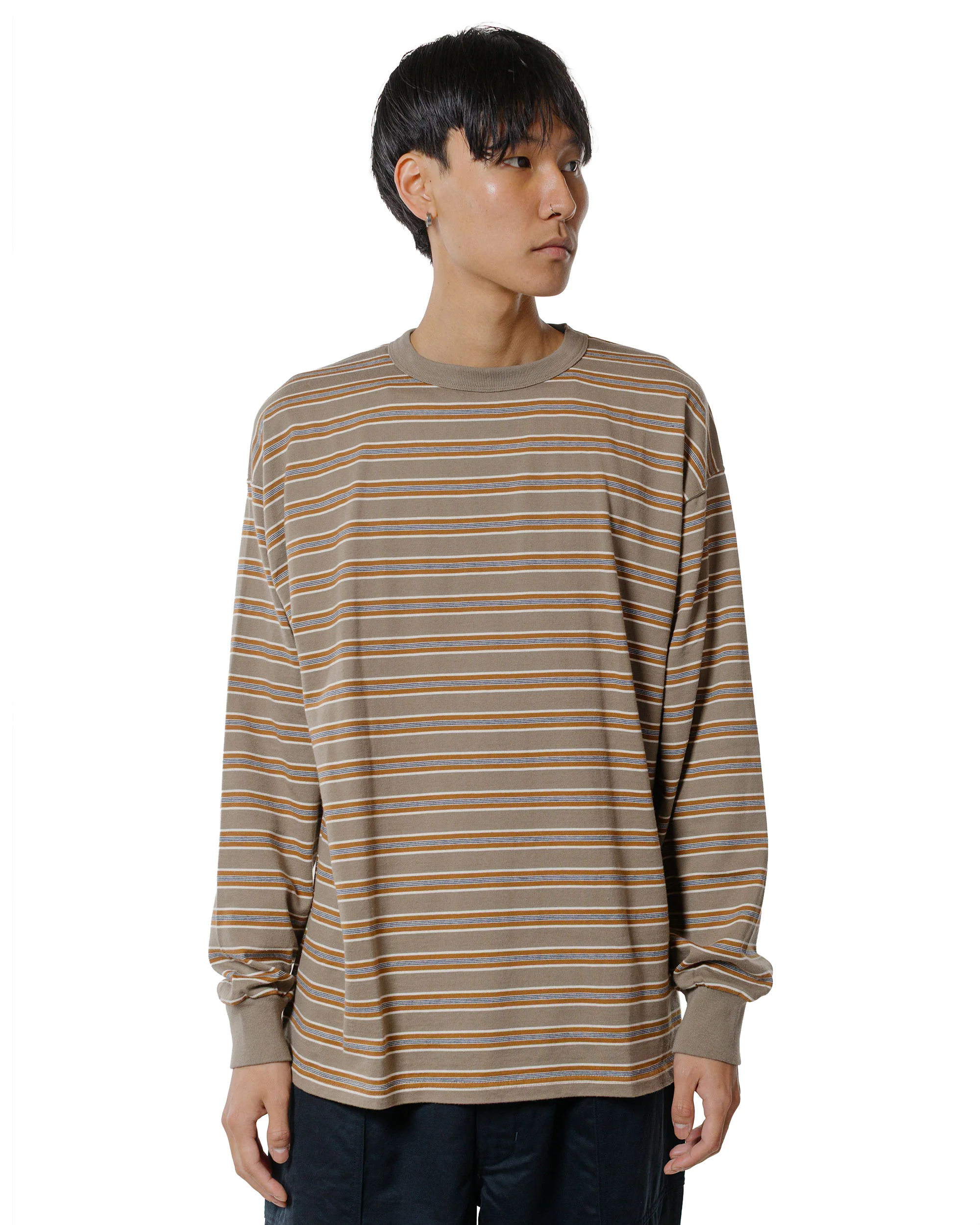 Phigvel Border Long Sleeve Top Taupe Beige/Russett
