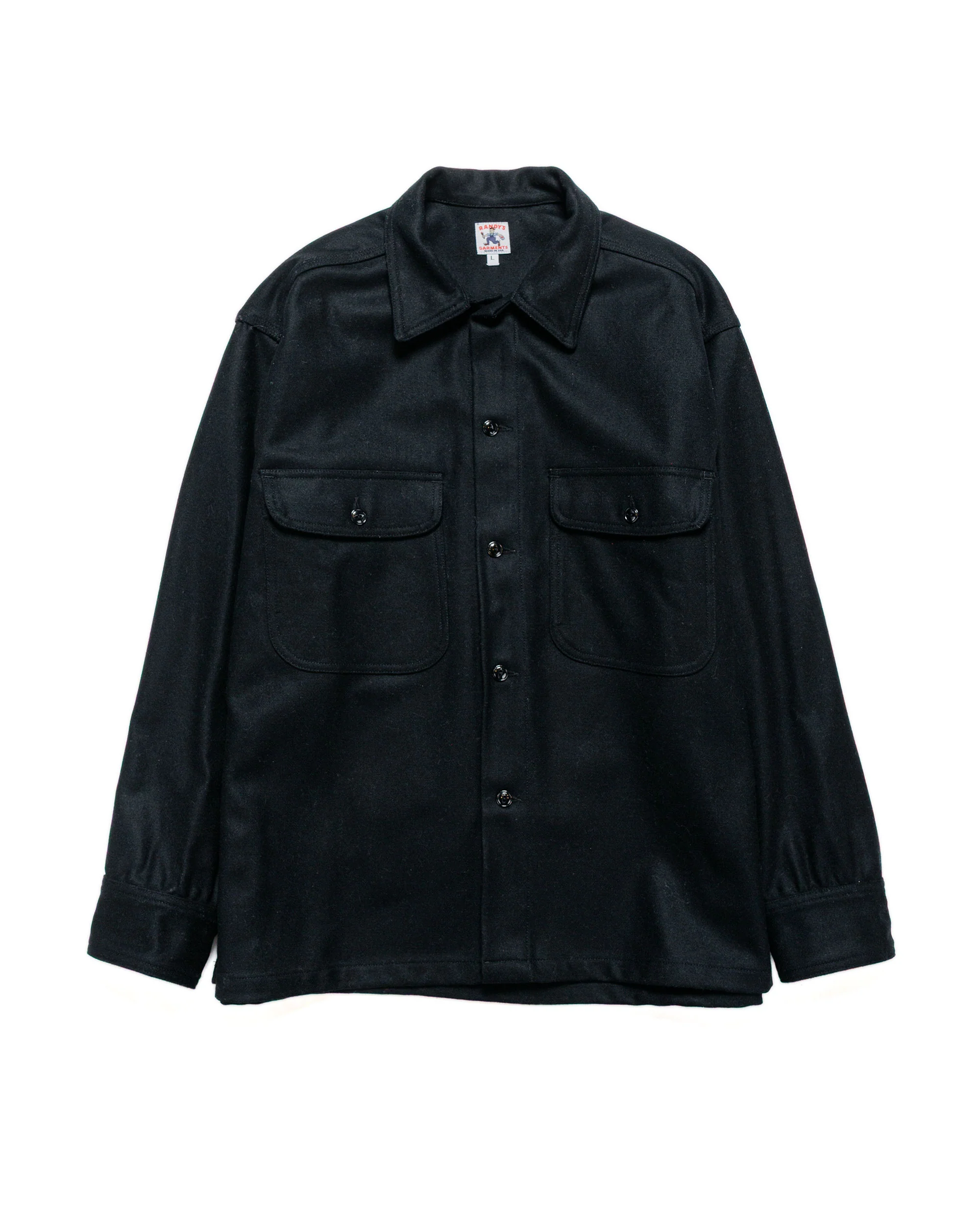 Randy's Garments Over Shirt Black Heavy Melton Wool