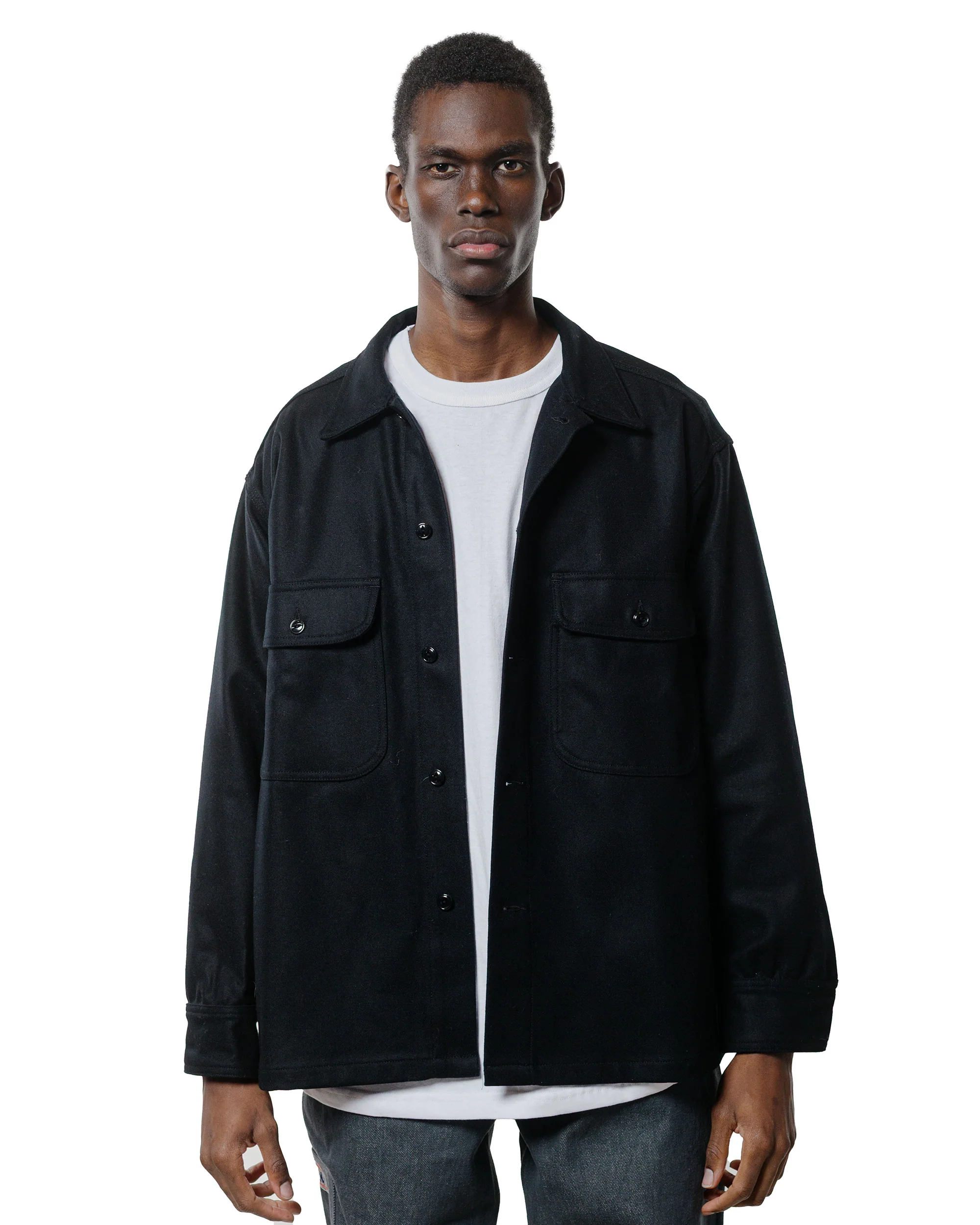 Randy's Garments Over Shirt Black Heavy Melton Wool