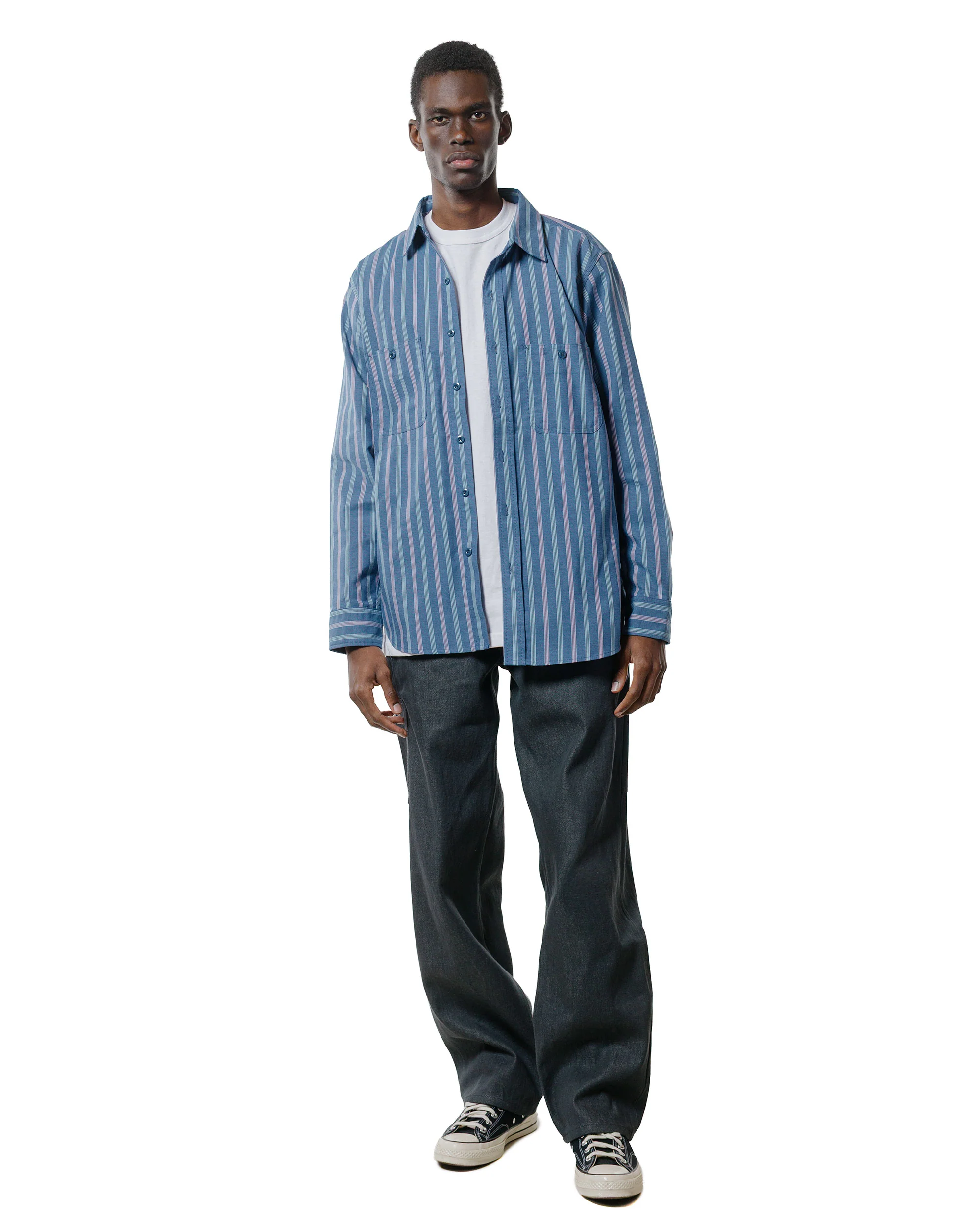 2155-randy-s-garments-3-pocket-work-shirt-cotton-stripe-jacquard-oxford-cloth-blue-4.webp Randy's Garments 3-Pocket Work Shirt Cotton Stripe Jacquard Oxford Cloth Blue
