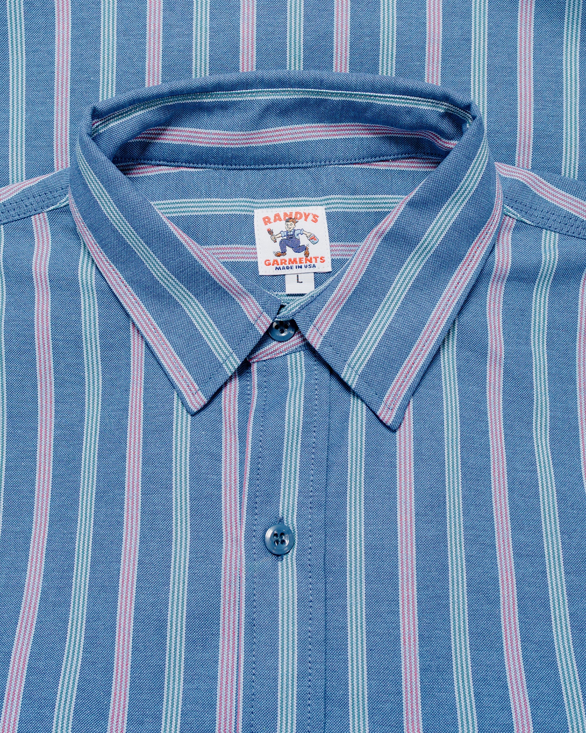 2155-randy-s-garments-3-pocket-work-shirt-cotton-stripe-jacquard-oxford-cloth-blue-5.jpg Randy's Garments 3-Pocket Work Shirt Cotton Stripe Jacquard Oxford Cloth Blue