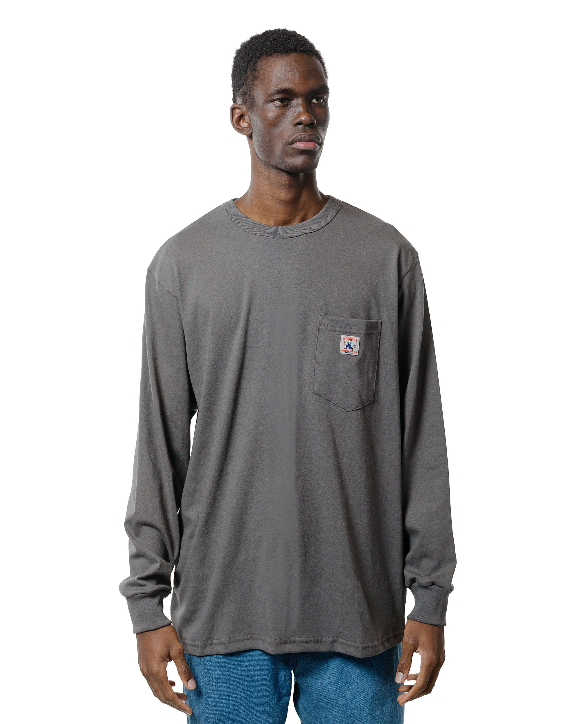 Randy's Garments Long-Sleeve Pocket Tee Grey