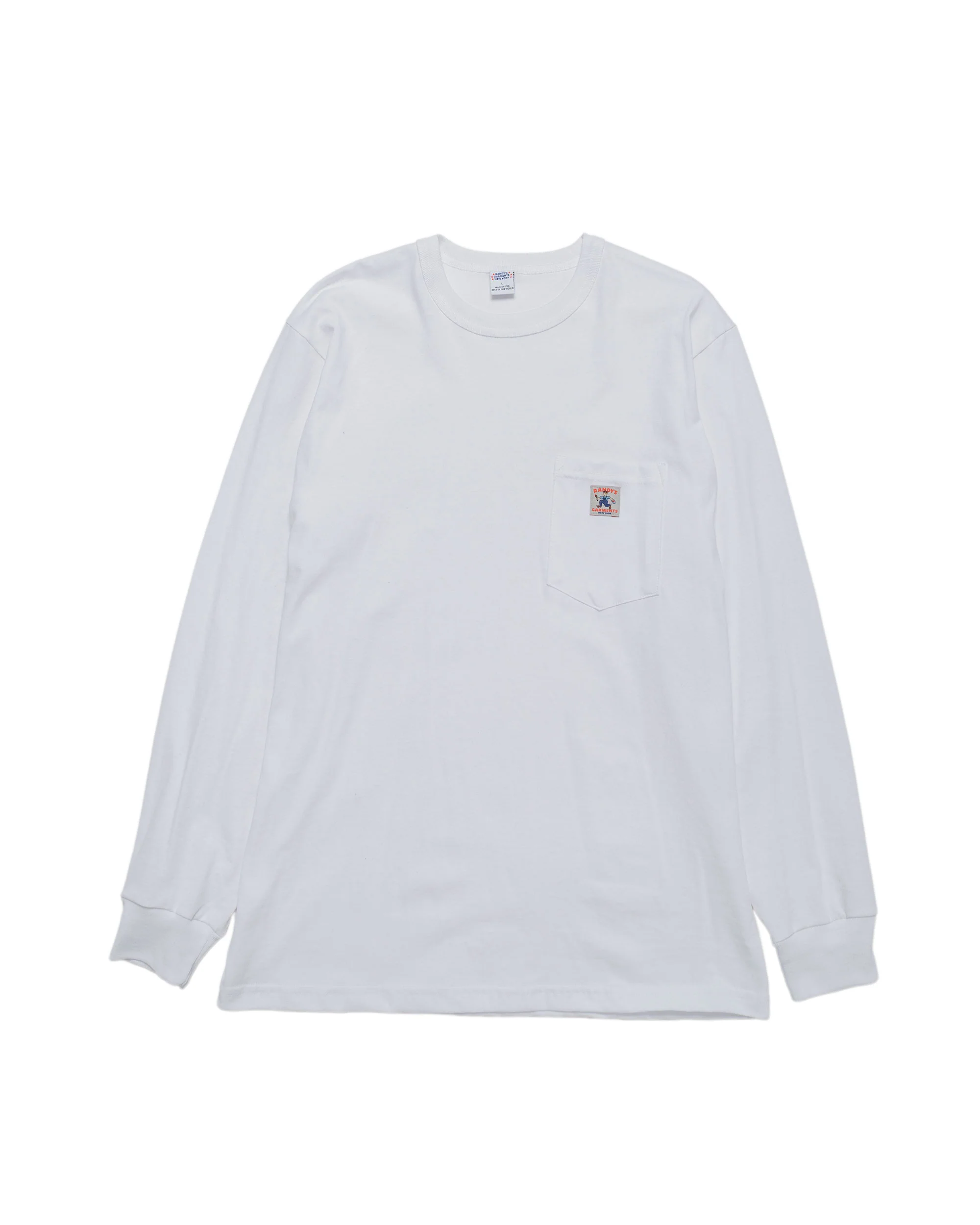 Randy's Garments Long-Sleeve Pocket Tee White