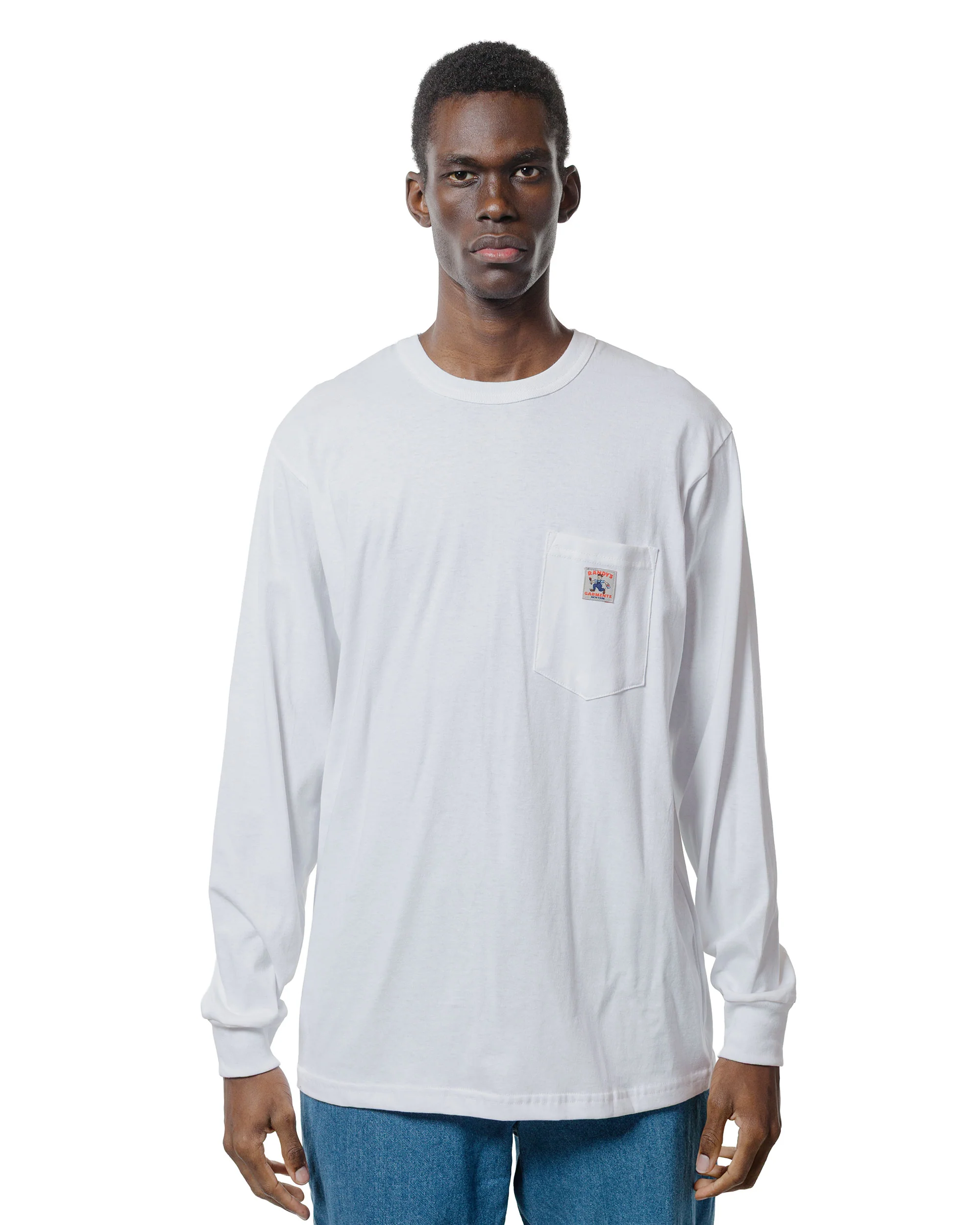 Randy's Garments Long-Sleeve Pocket Tee White
