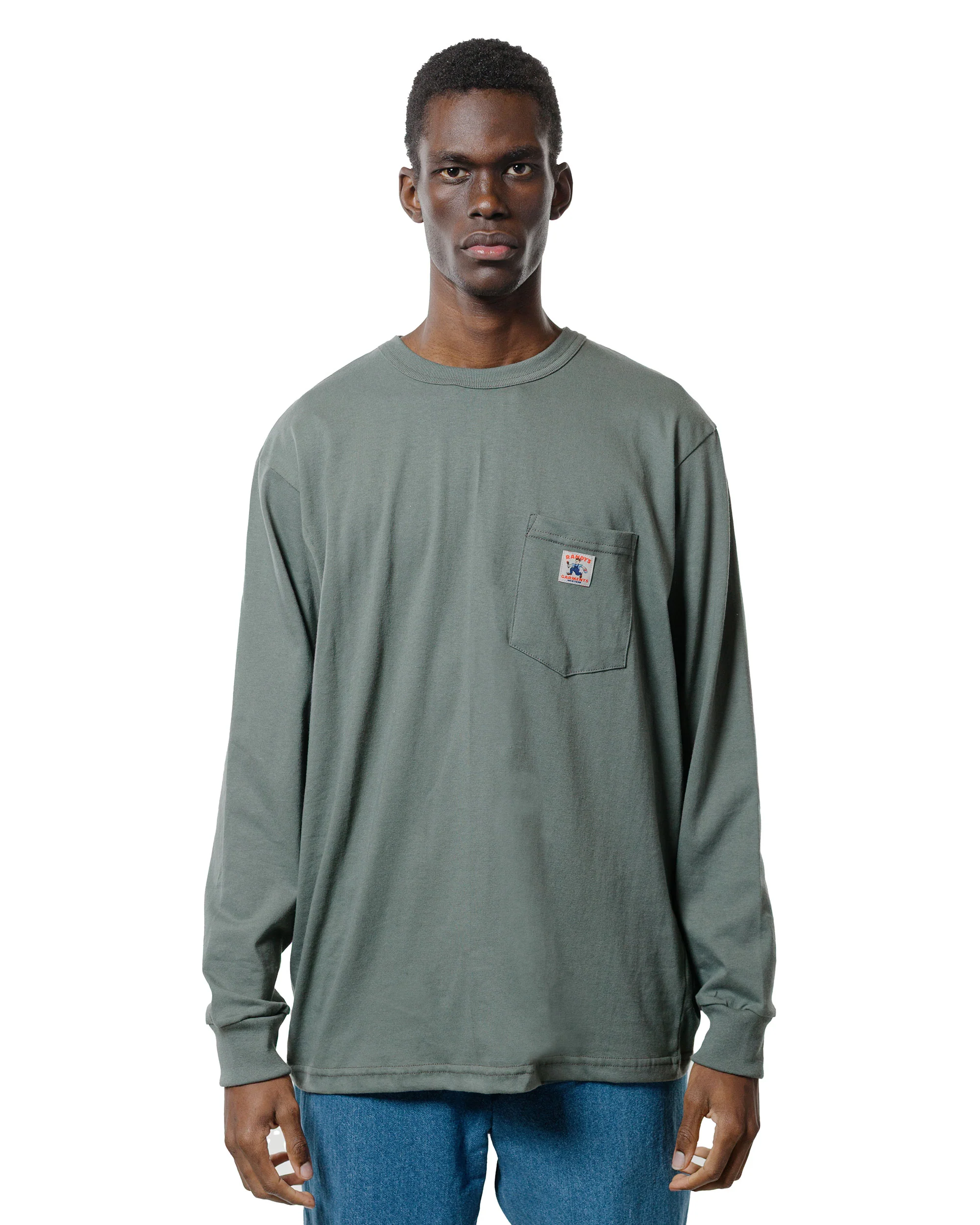 Randy's Garments Long-Sleeve Pocket Tee Light Green