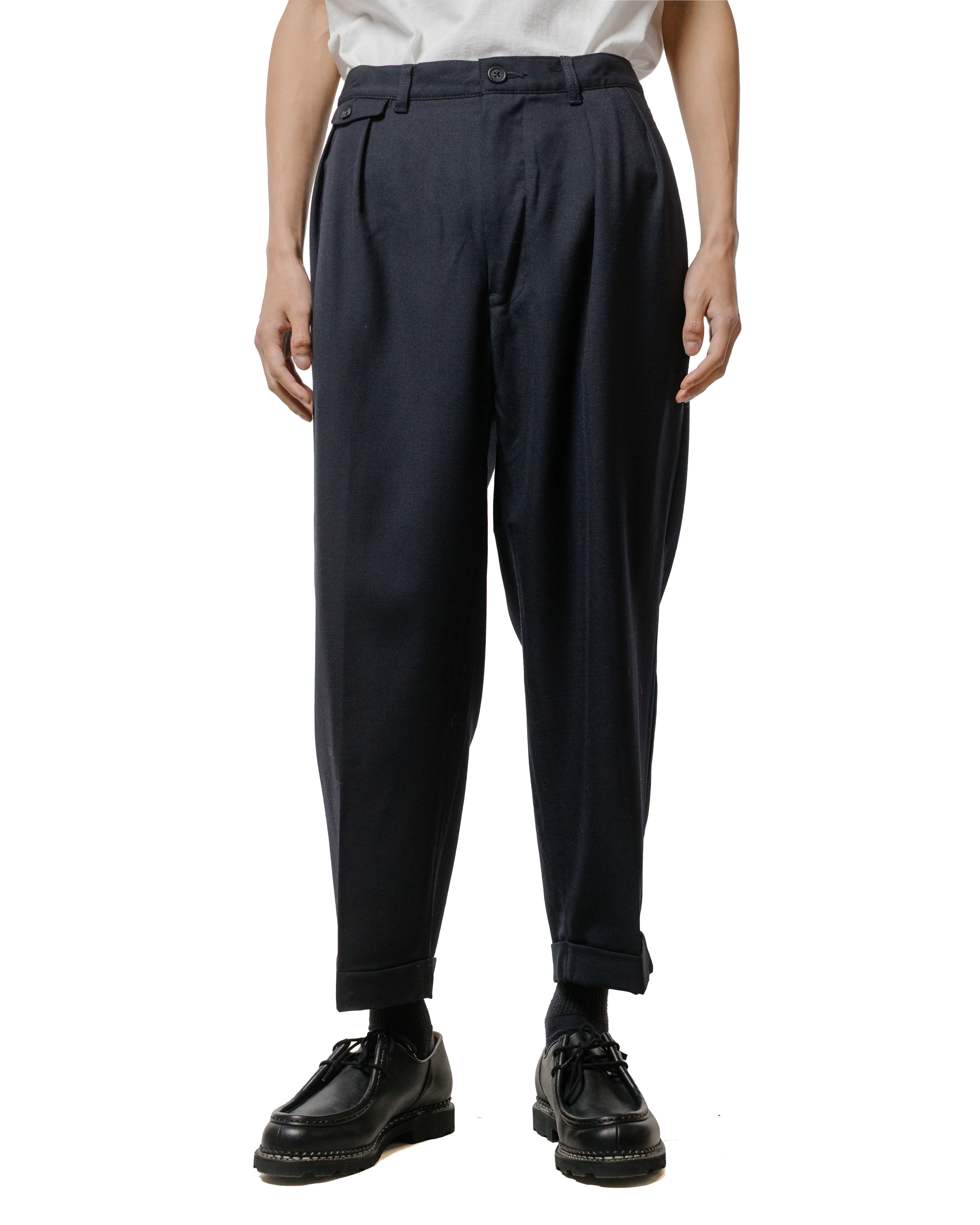 Beams Plus 2Pleats Laundry Wool Navy
