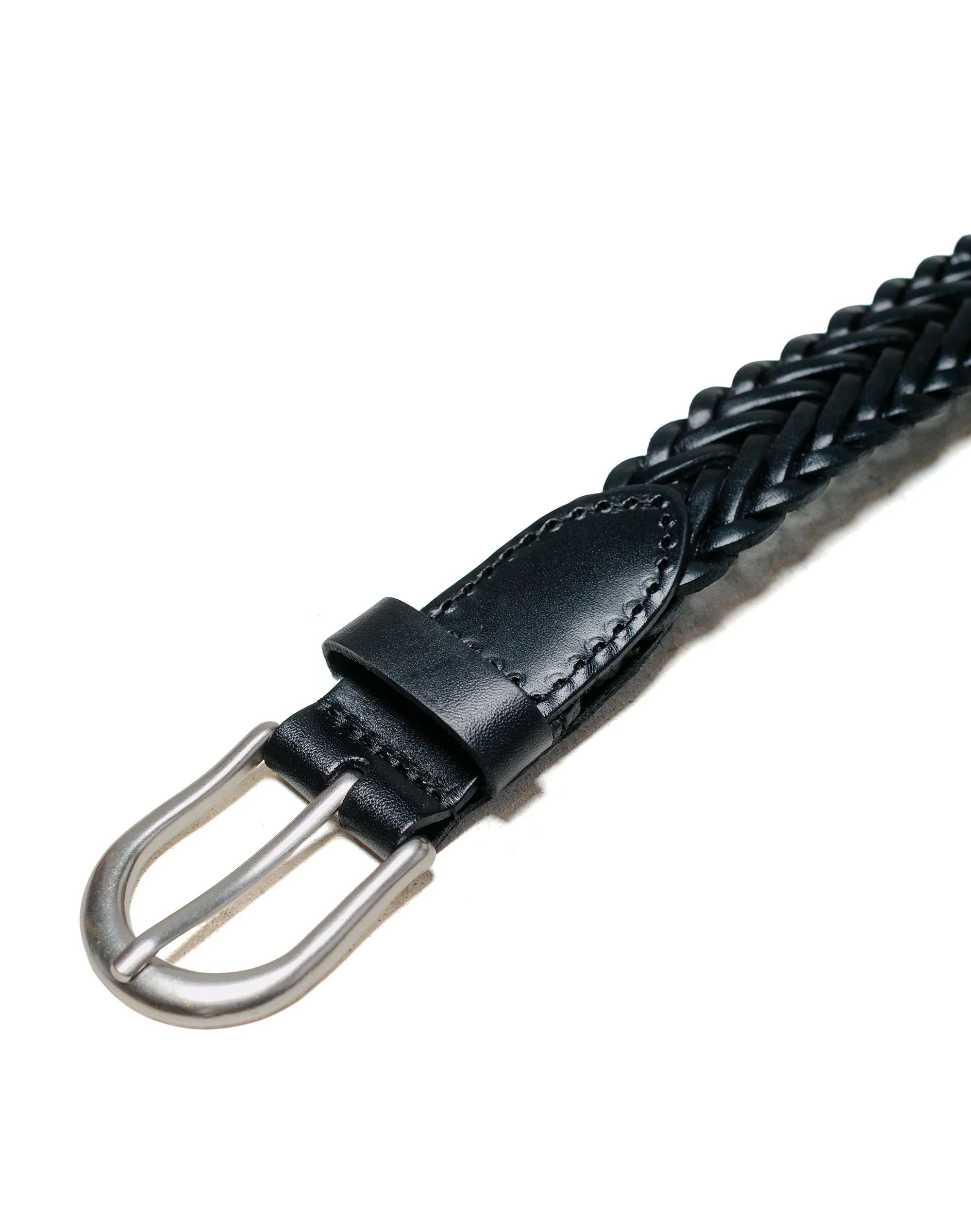 Beams Plus Leather Mesh Belt Black