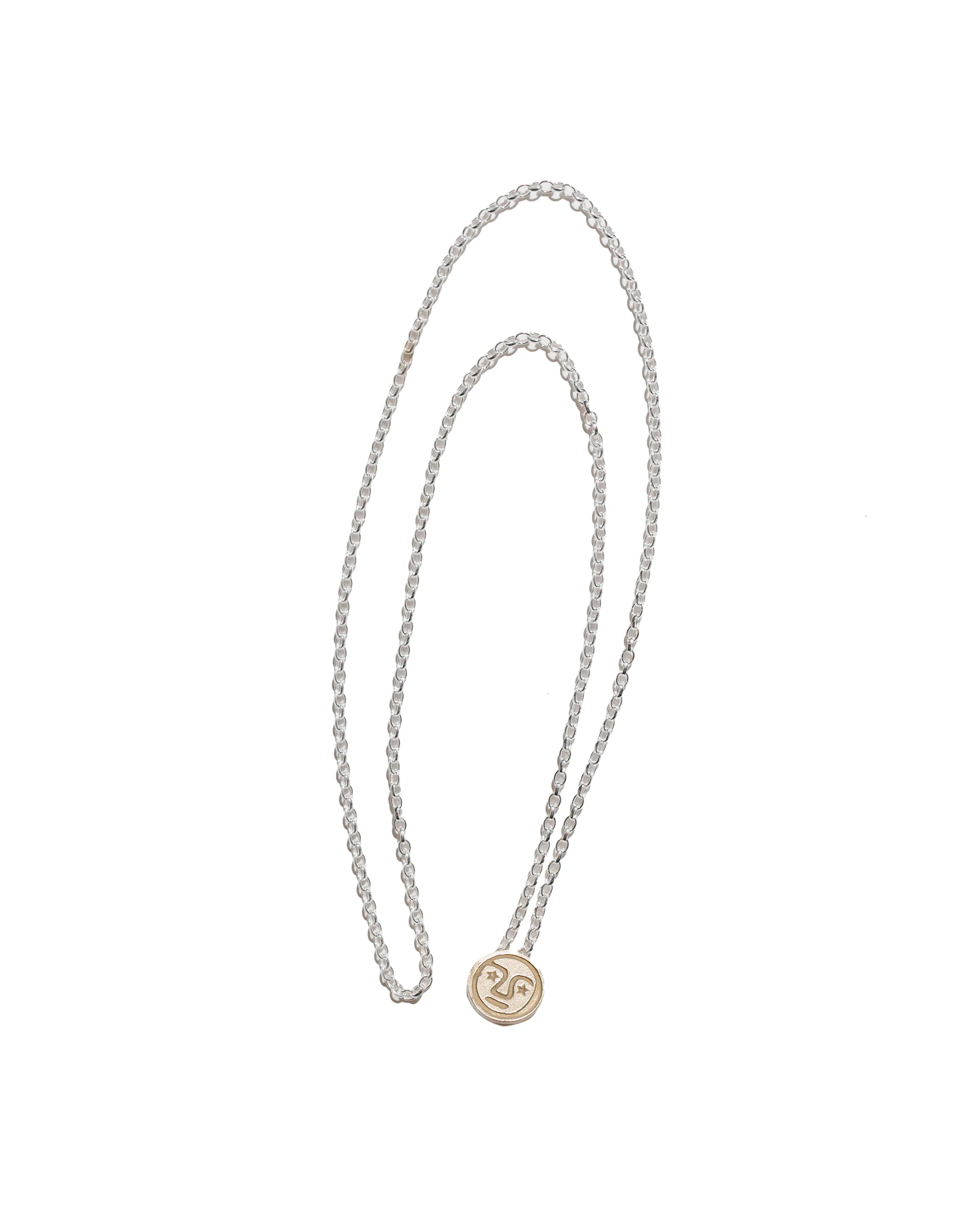 Tender Penna Button Necklace Brass and .925 Silver Polished