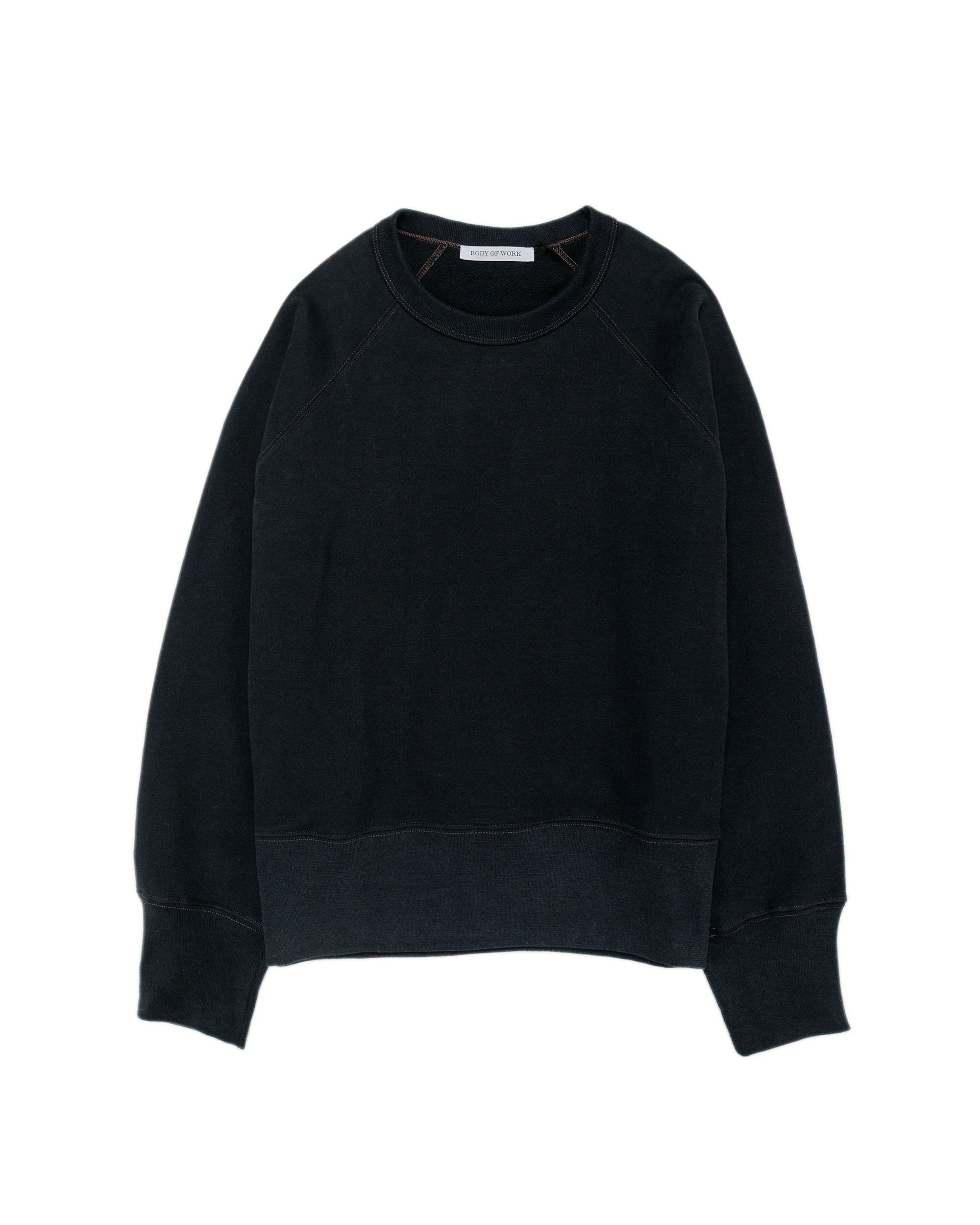 Body of Work Aster Raglan Sweatshirt Black/Loam Brown Stitch