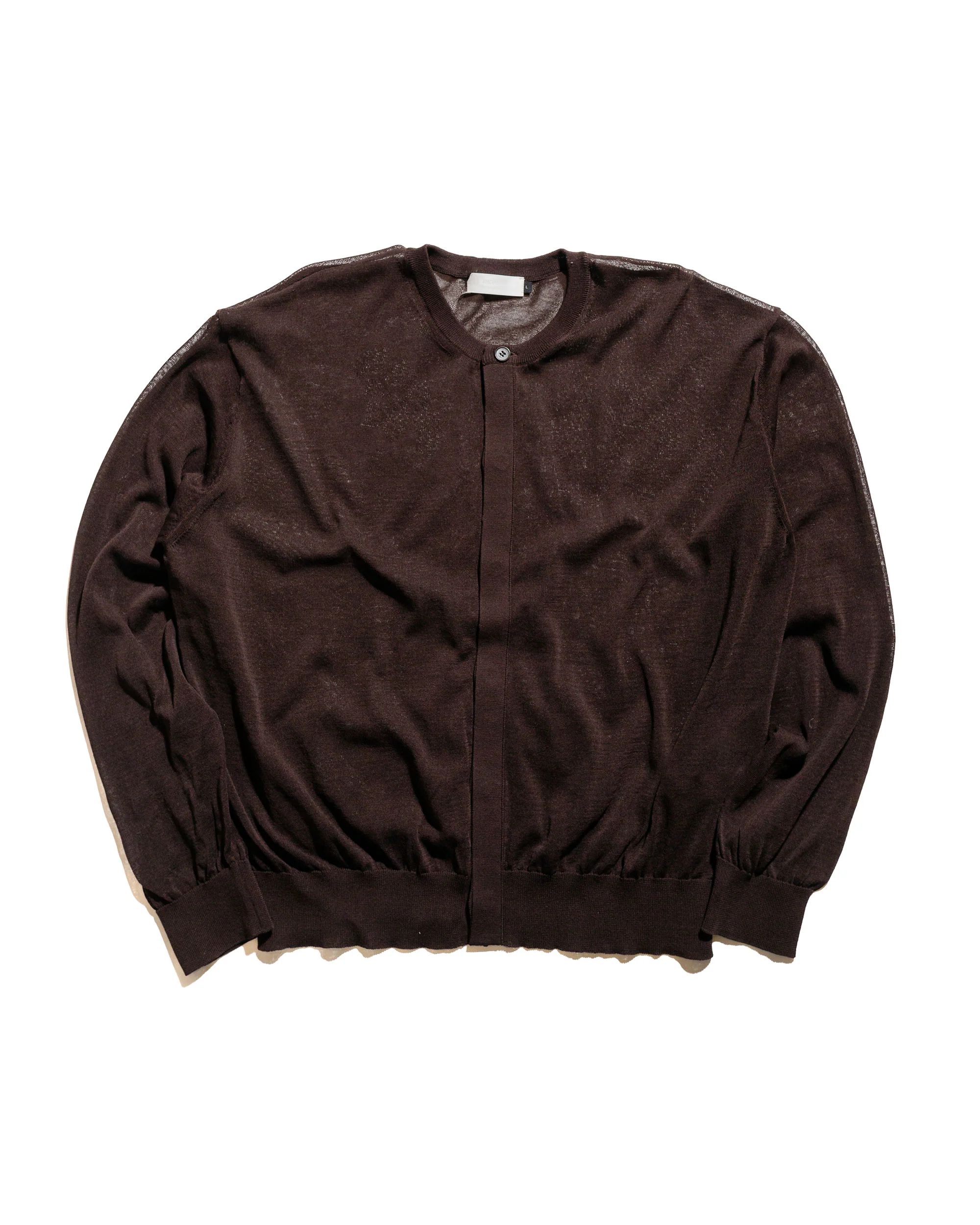 Amomento Sheer Round Cardigan Dark Brown