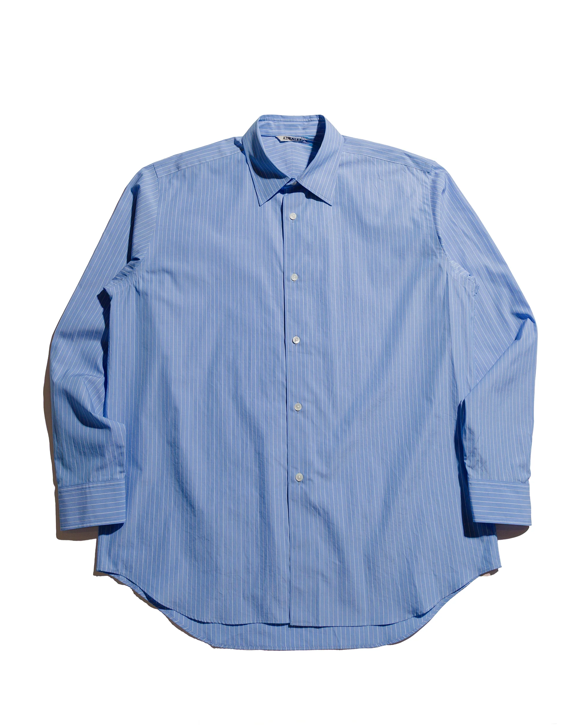 Auralee Suvin High Count Cloth Stripe Shirt Blue Stripe