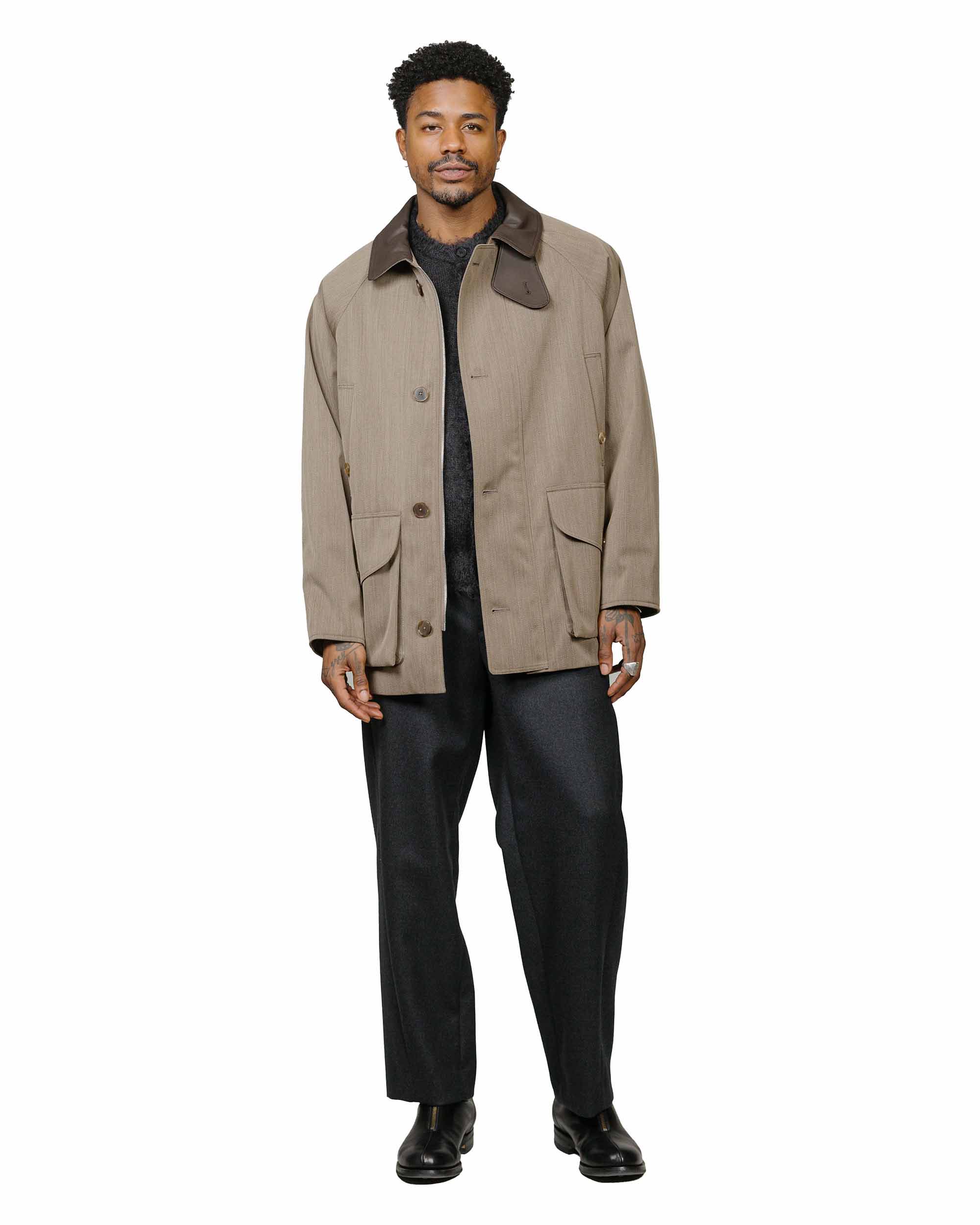 4269-auralee-wool-cavalry-twill-laminate-hunting-blouson-olive-brown-4.jpg Auralee Wool Cavalry Twill Laminate Hunting Blouson Olive Brown
