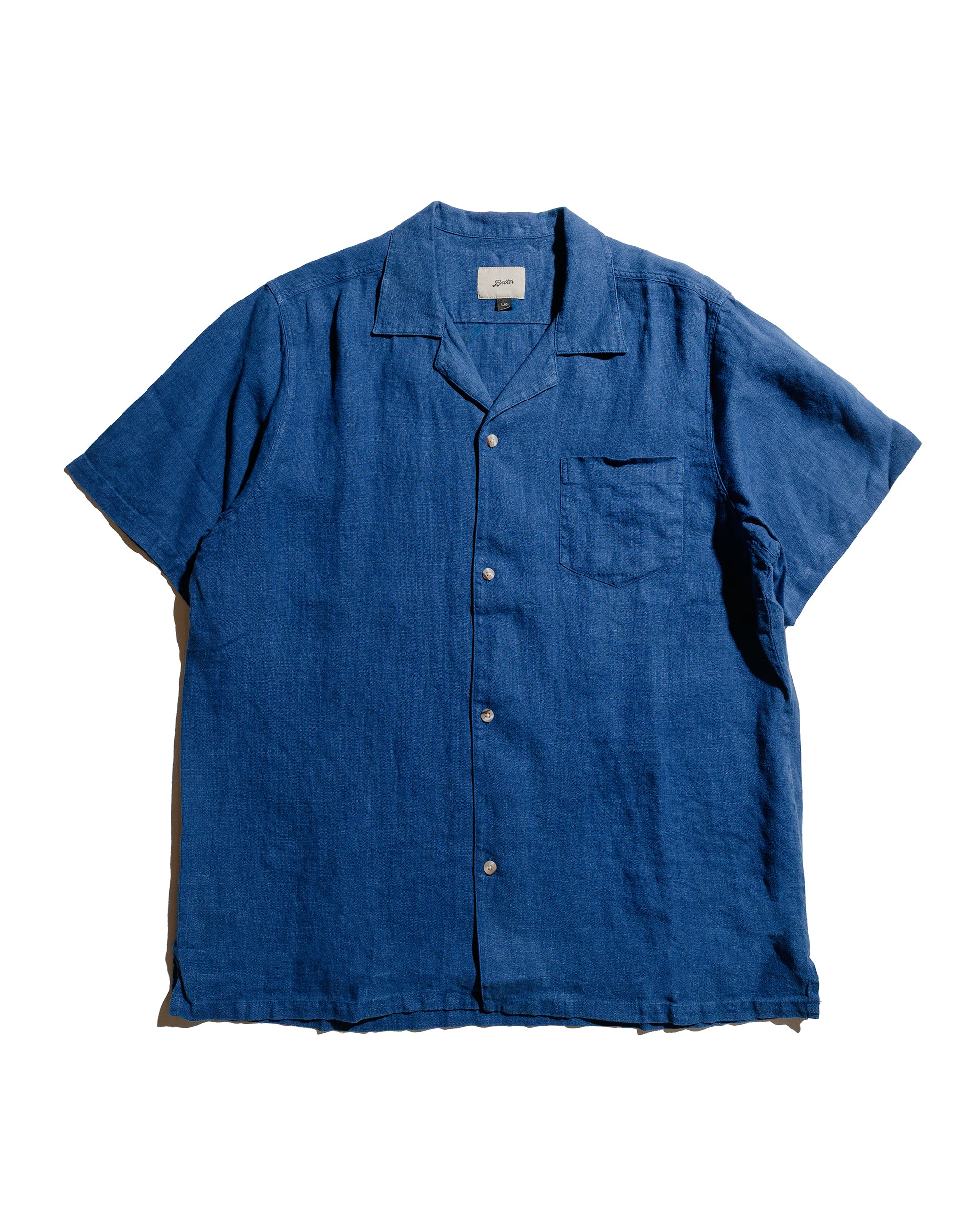 Bather Navy Linen Camp Shirt