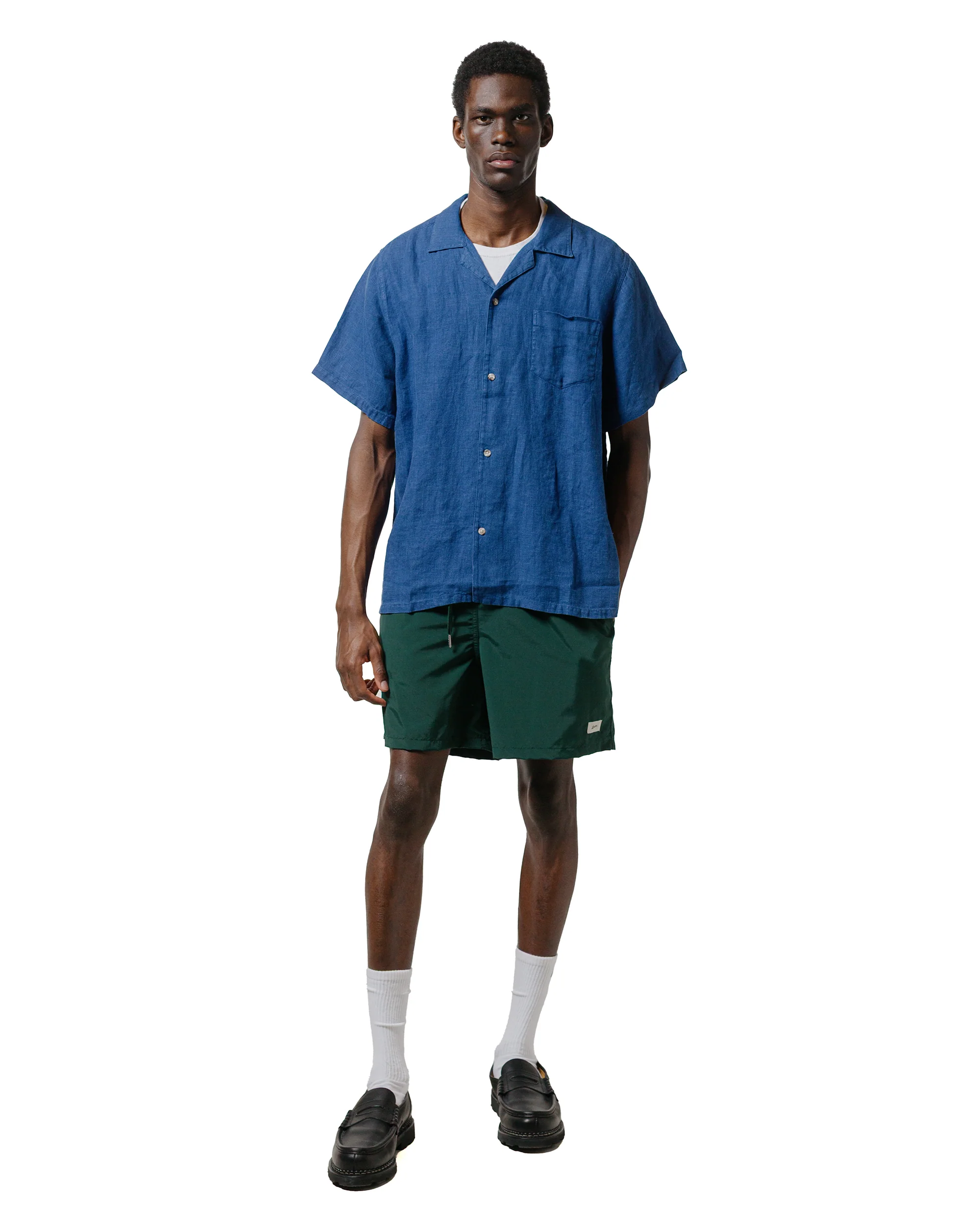 Bather Navy Linen Camp Shirt