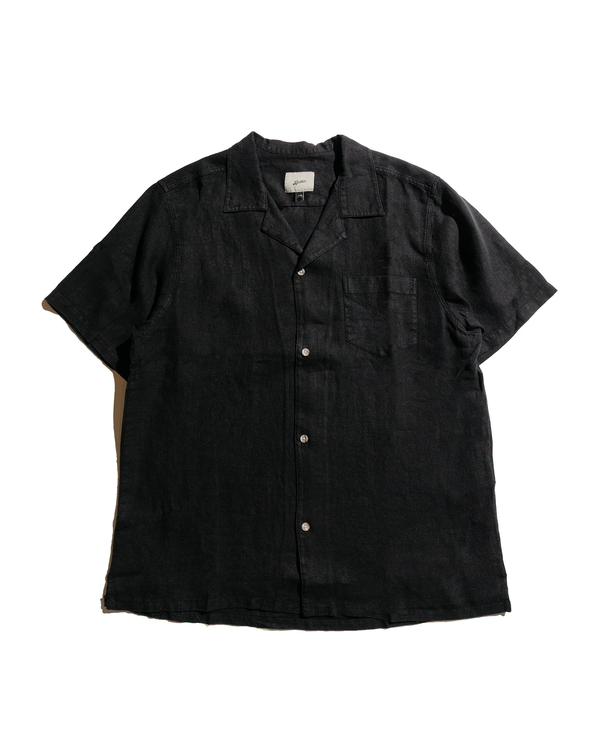 Bather Black Linen Camp Shirt
