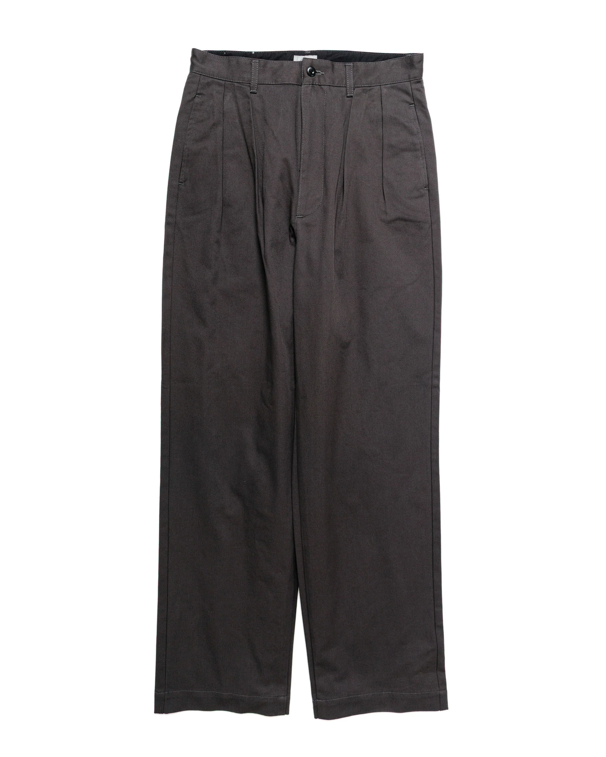 CIOTA 2 Tuck Chino Cloth Pants (Stone Wash) Charcoal Grey