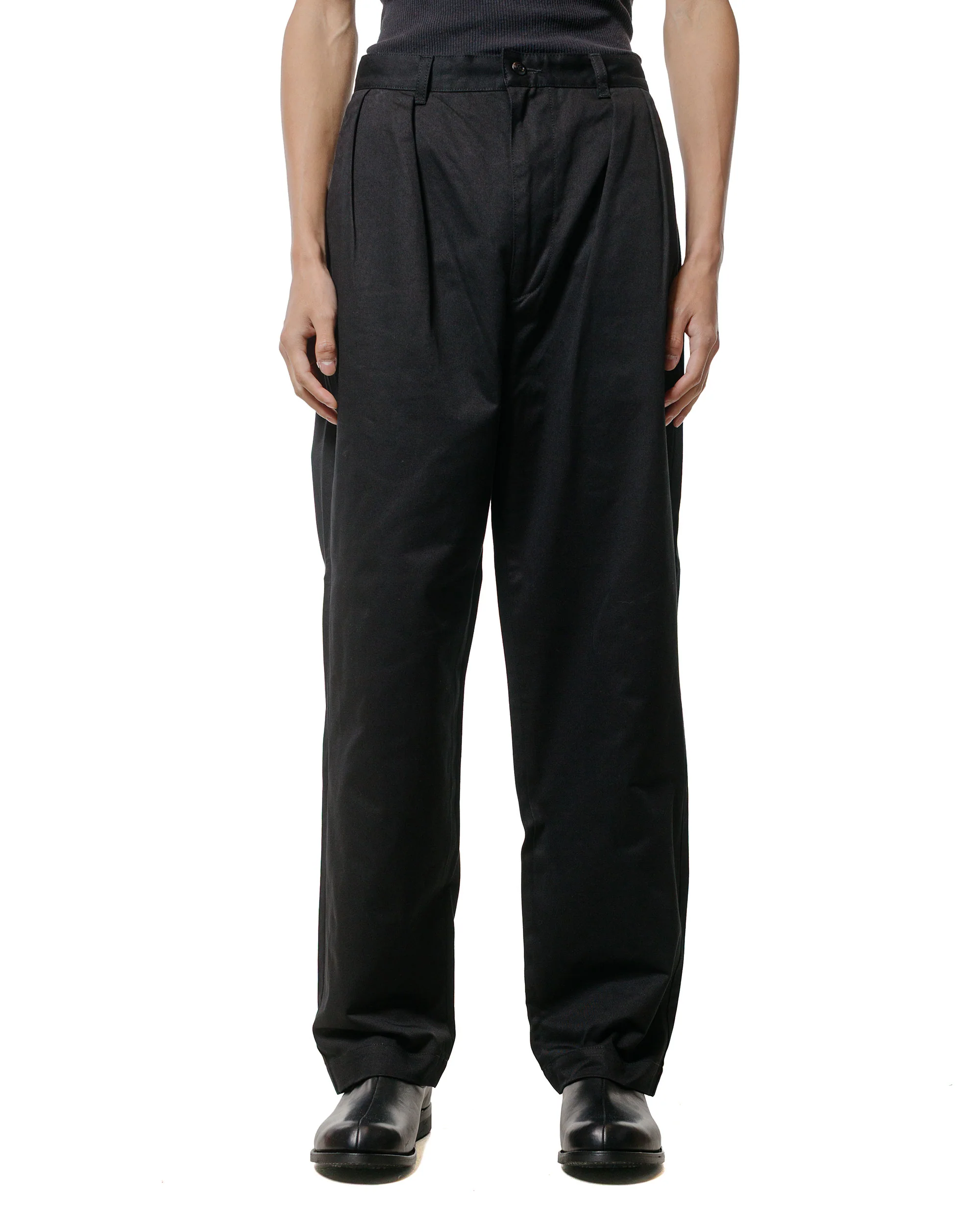 CIOTA 2 Tuck Chino Cloth Pants (Stone Wash) Black
