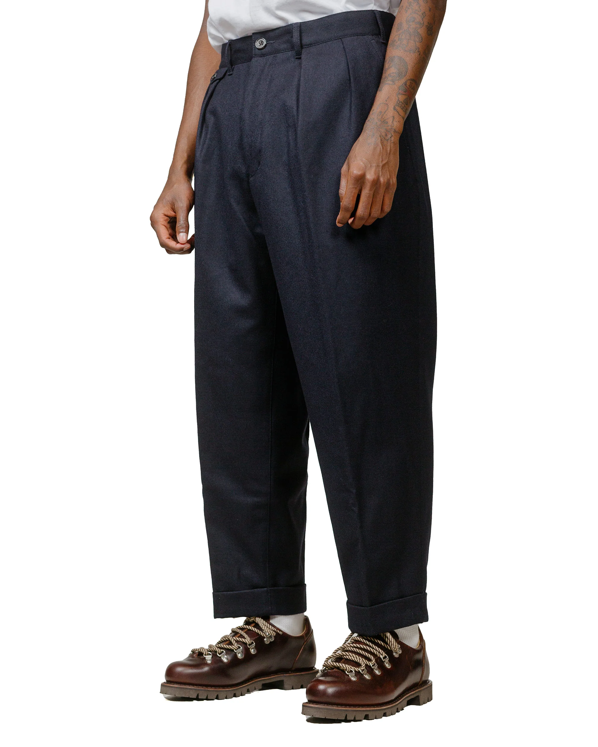 Beams Plus 2Pleats Flannel Navy