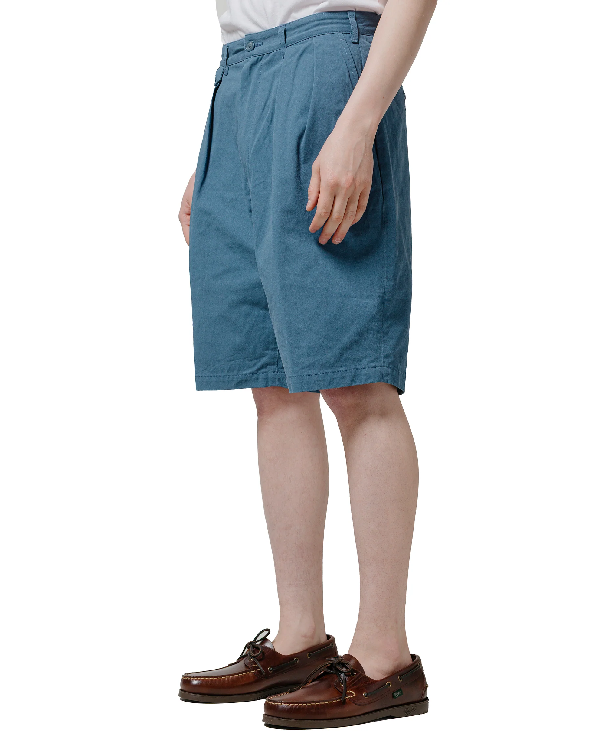 Beams Plus 2Pleats Shorts Twill Bio Washed Sax
