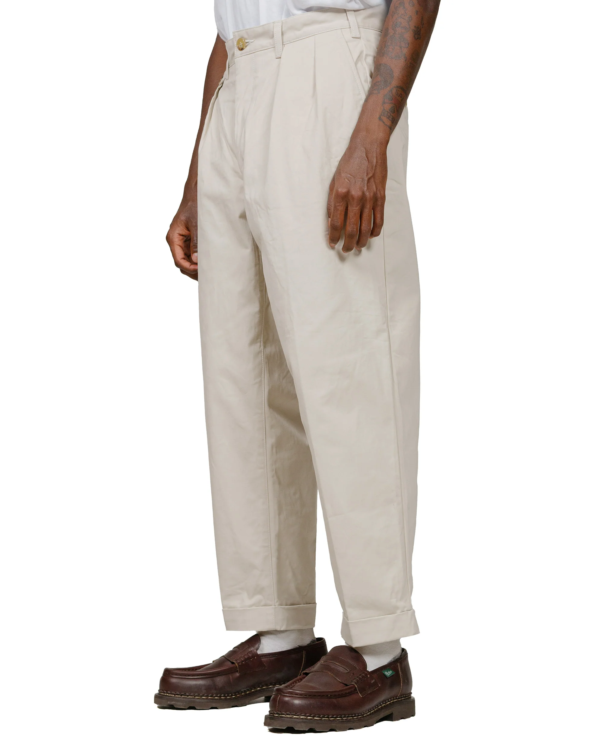 Beams Plus 2Pleats Twill Cement