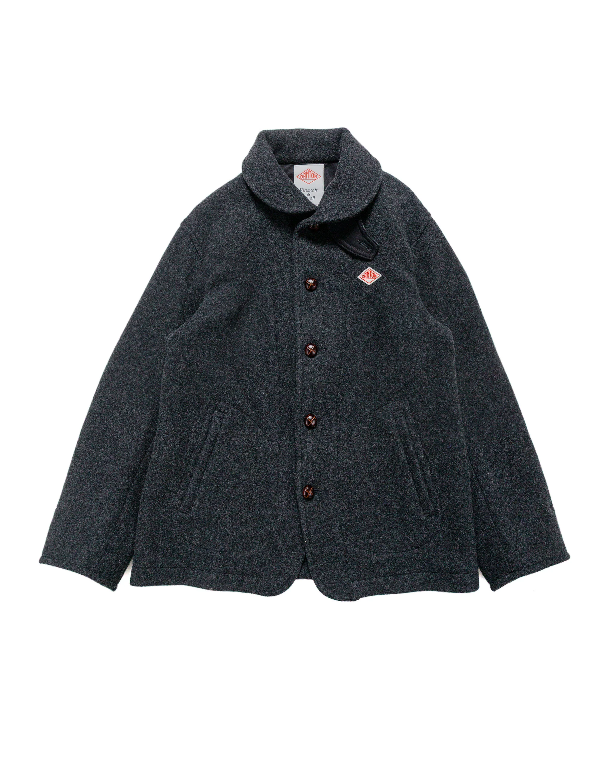 Danton Wool Pile Collar Round Jacket Charcoal