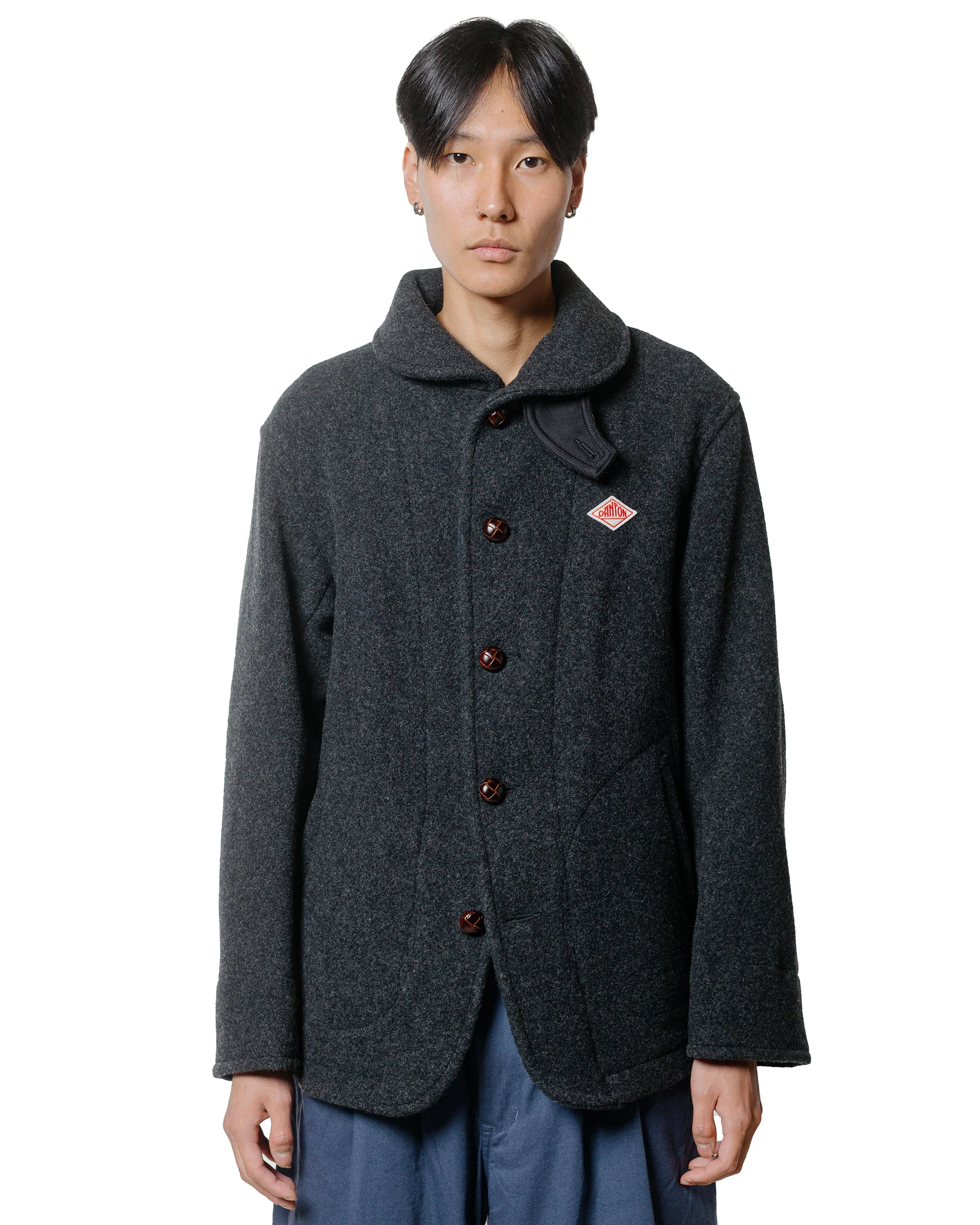 Danton Wool Pile Collar Round Jacket Charcoal