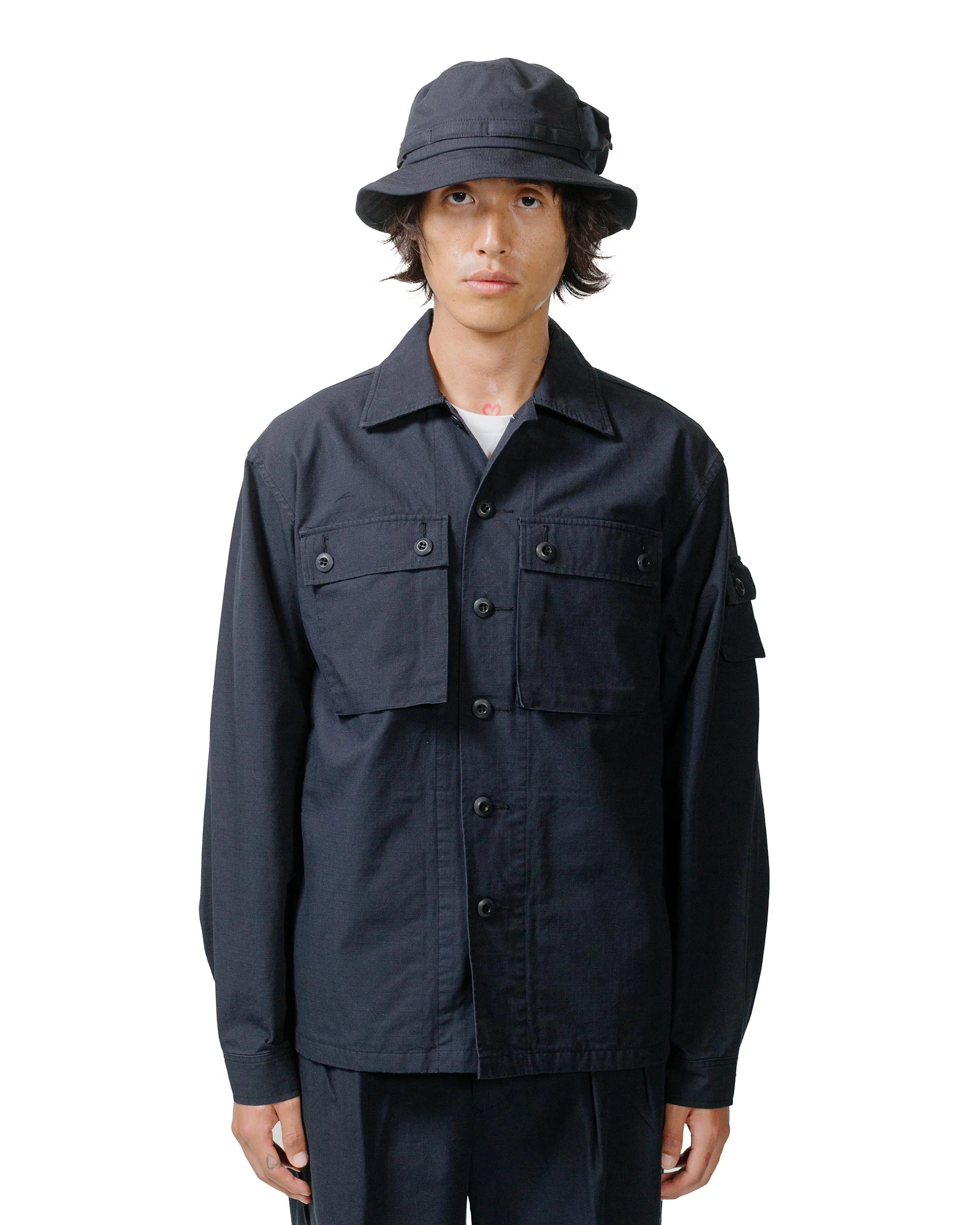 Beams Plus Lost & Found MIL SHT-JAC Cotton Ripstop Black
