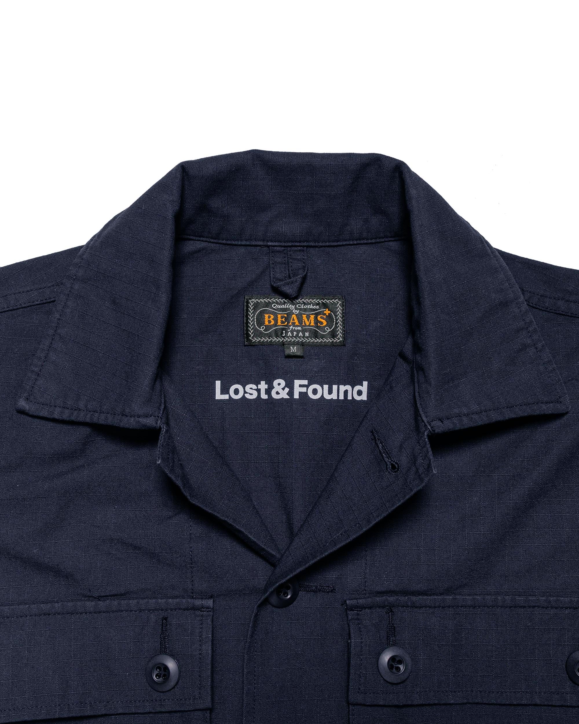 5290-beams-plus-lost-found-mil-sht-jac-cotton-ripstop-navy-8.jpg Beams Plus Lost & Found MIL SHT-JAC Cotton Ripstop Navy