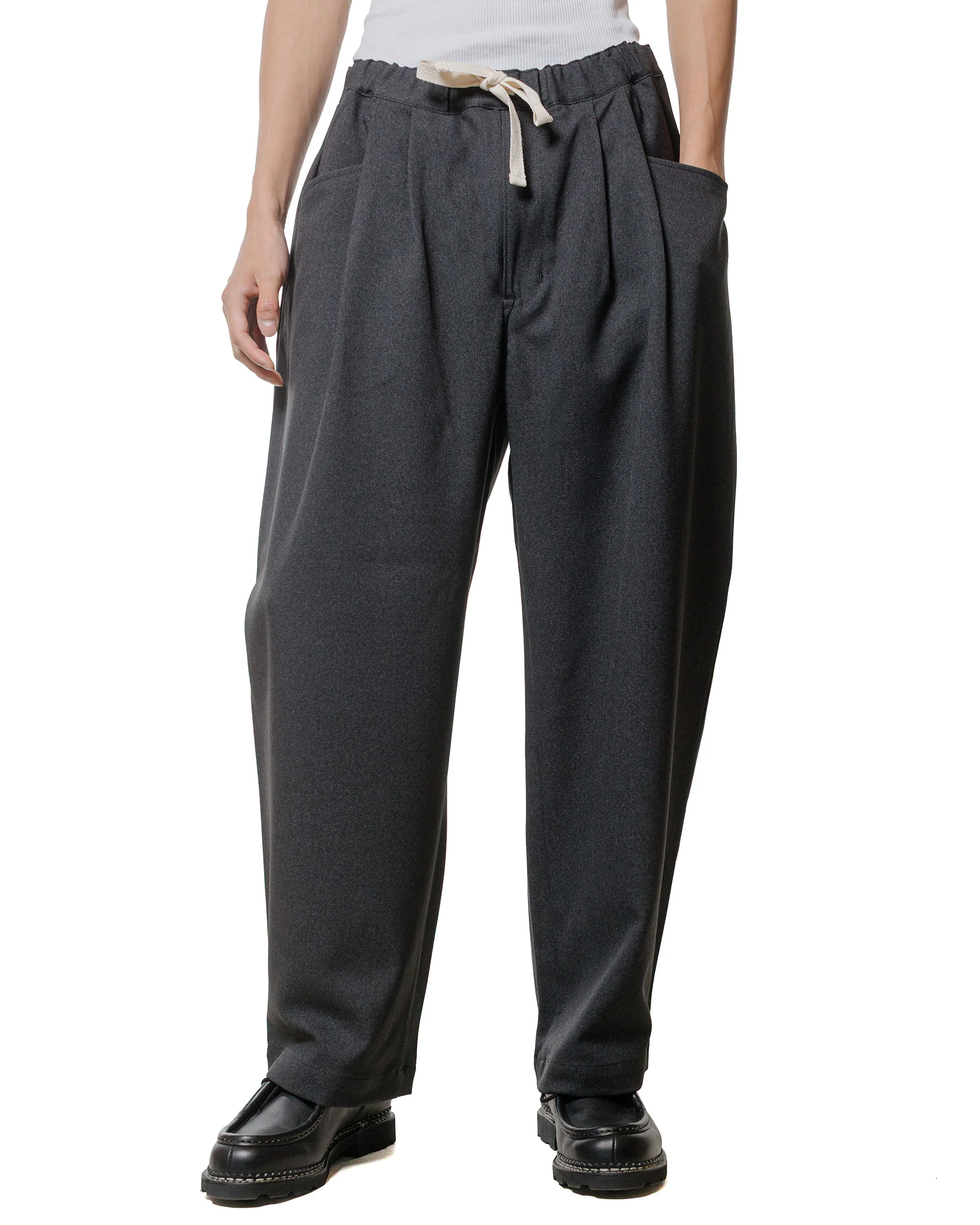 Danton Polyester Flannel Tuck Pants Dark Green/Grey