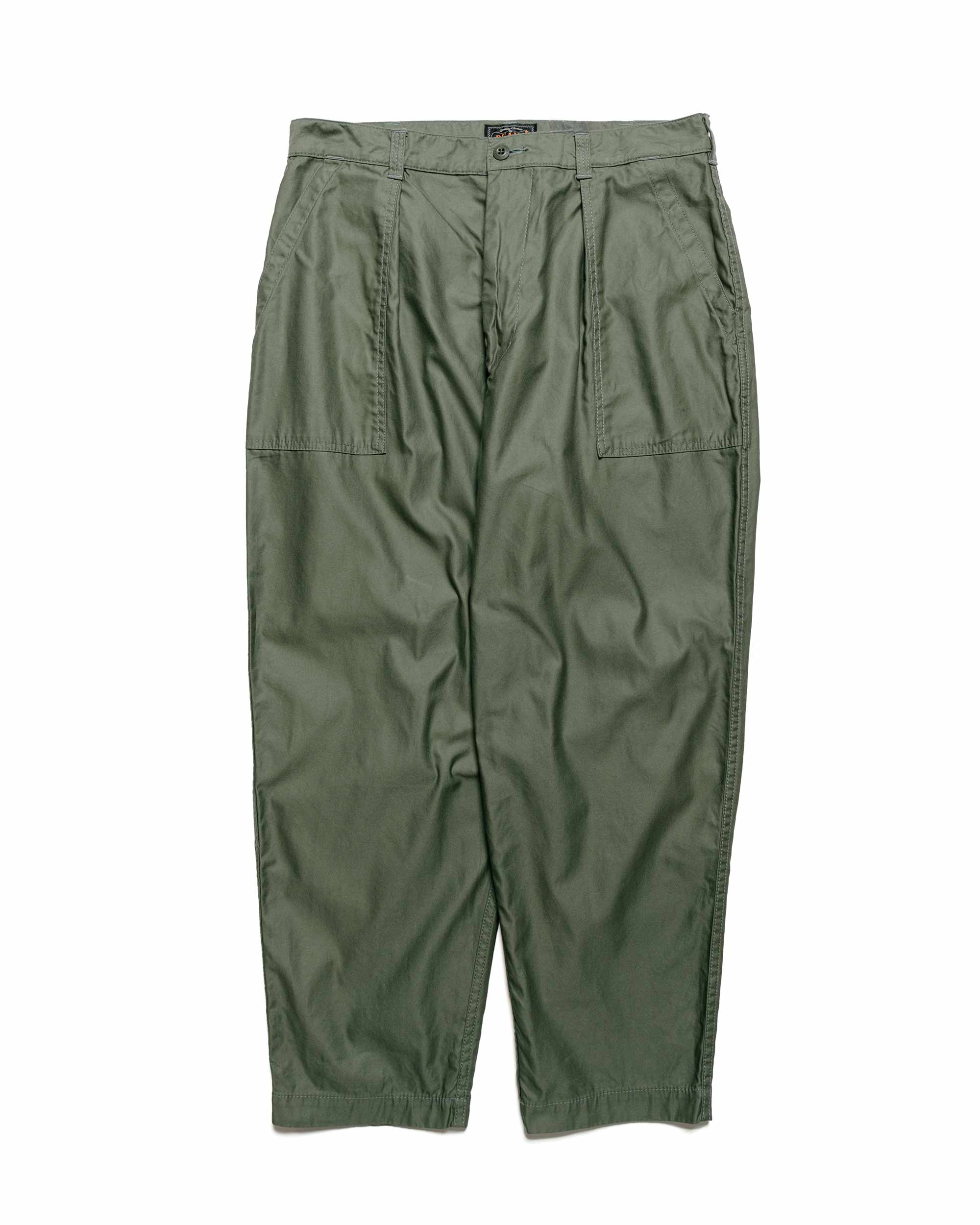 Beams Plus 1Pleat Baker 80/3 Back Satin Sage