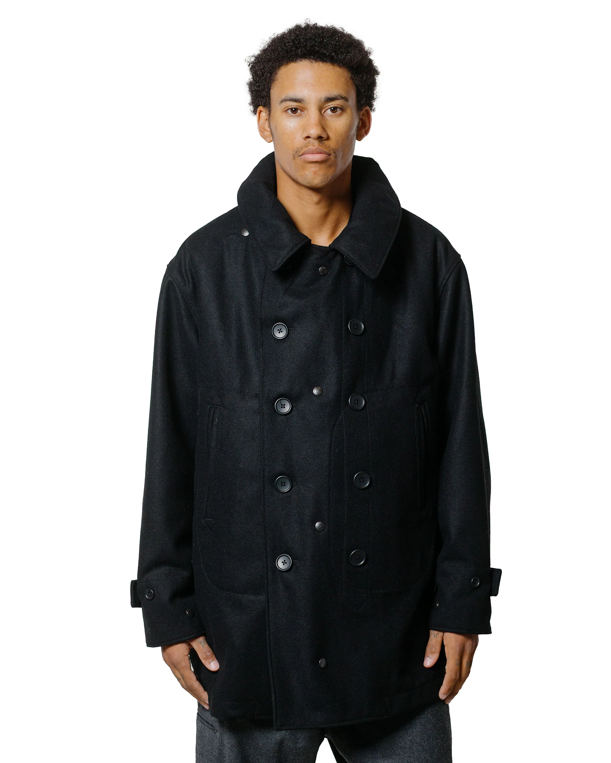 Engineered Garments Fireman Jacket Black 24oz Wool Melton