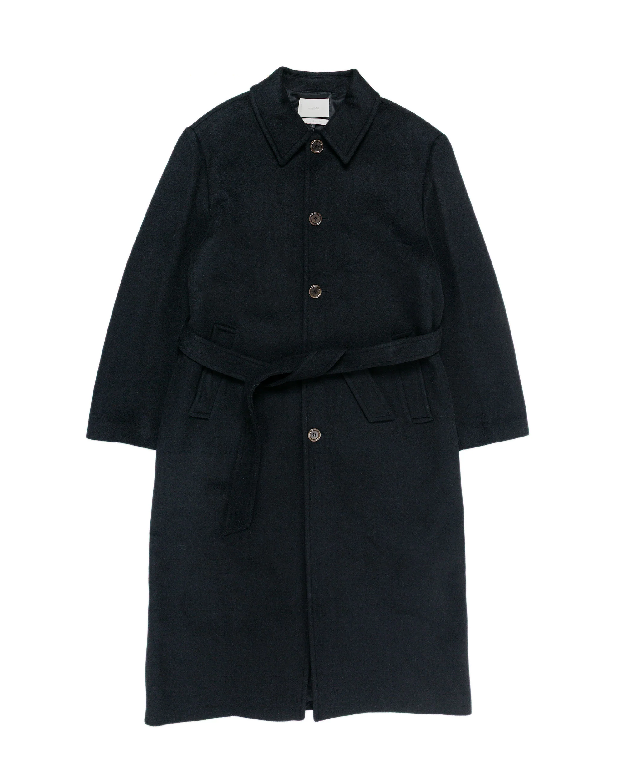 Amomento Single Breasted Long Coat Black