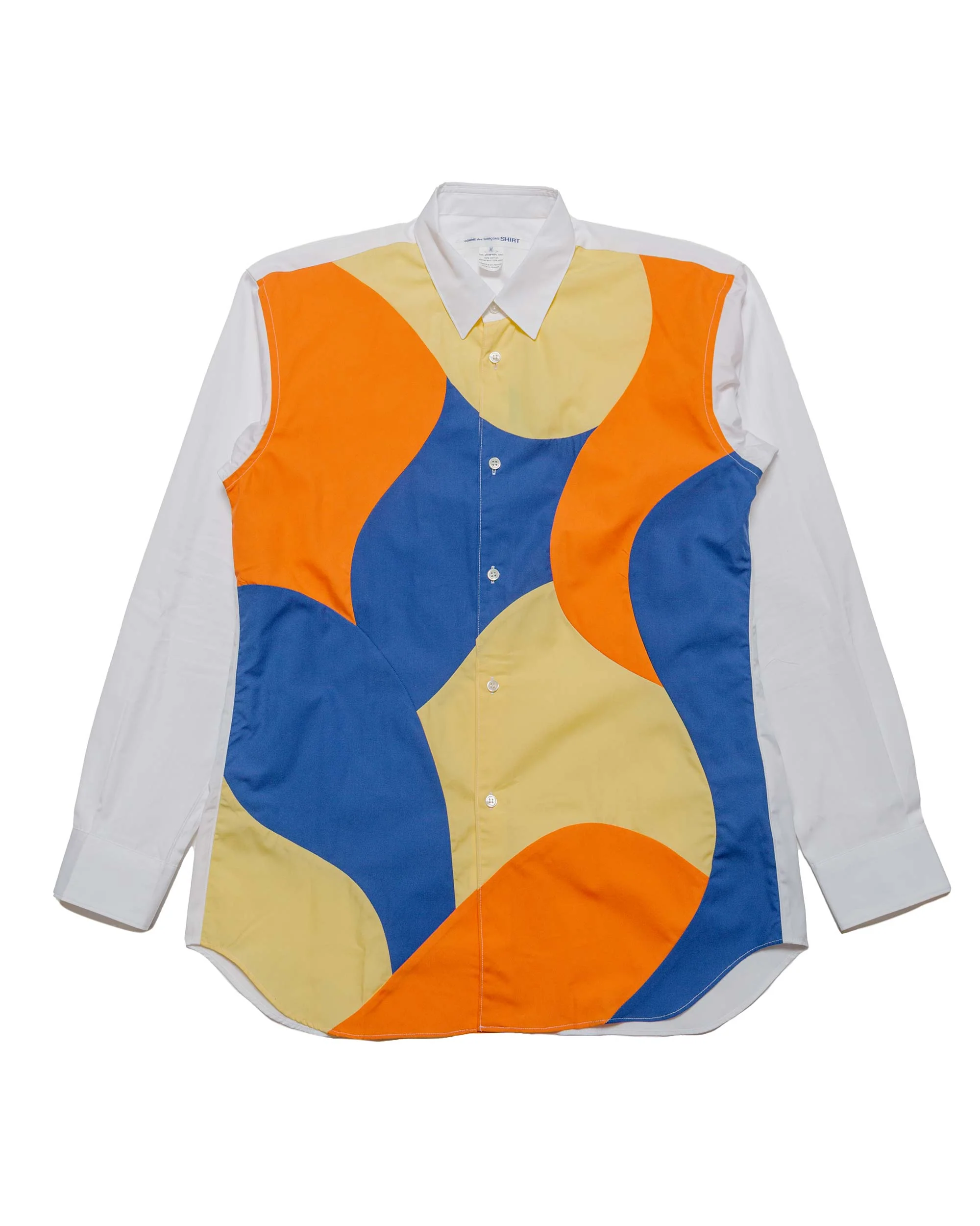Comme des Garçons SHIRT Curved Patchwork Shirt White Mix