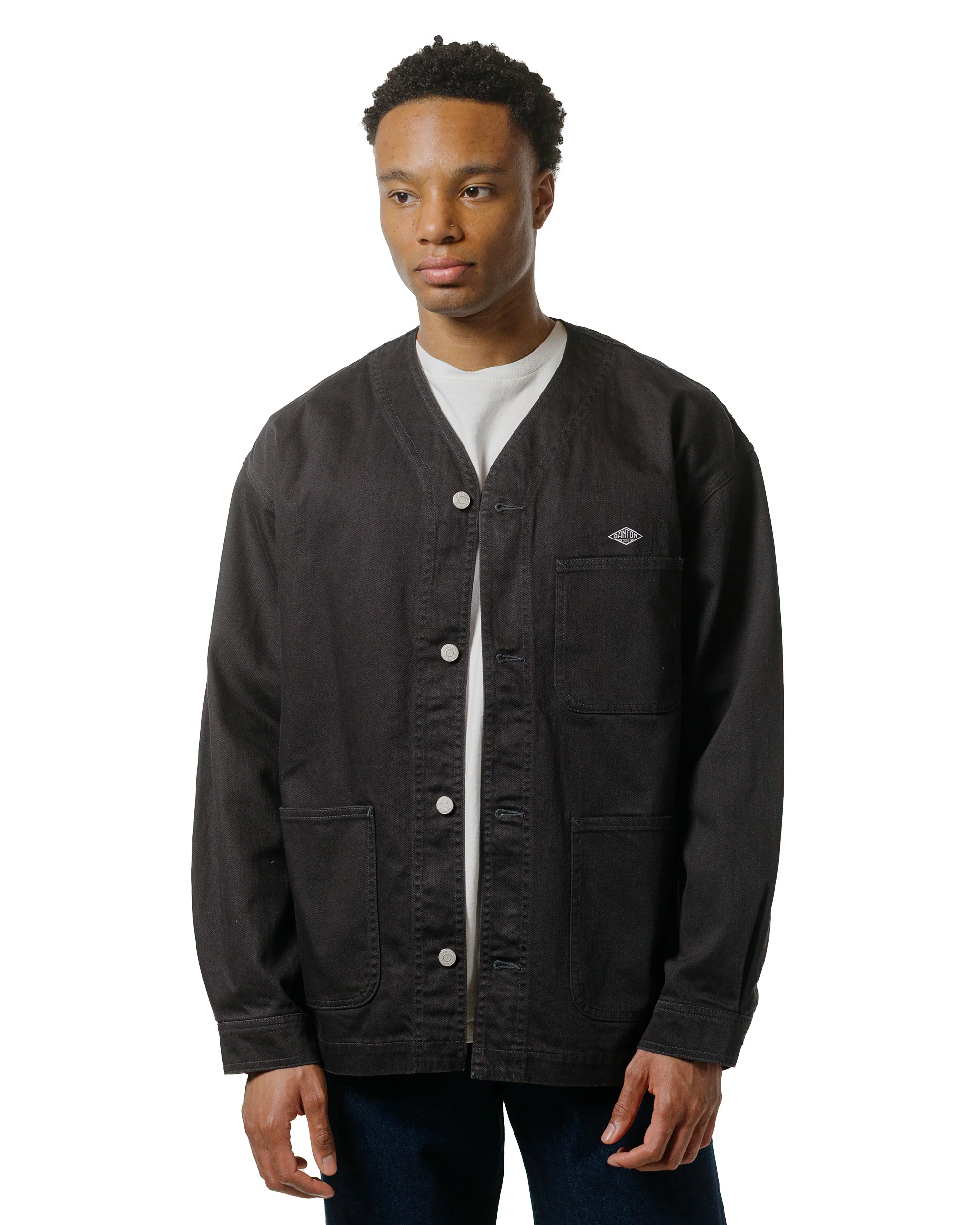 Danton Katsuragi Collarless Jacket Charcoal Black