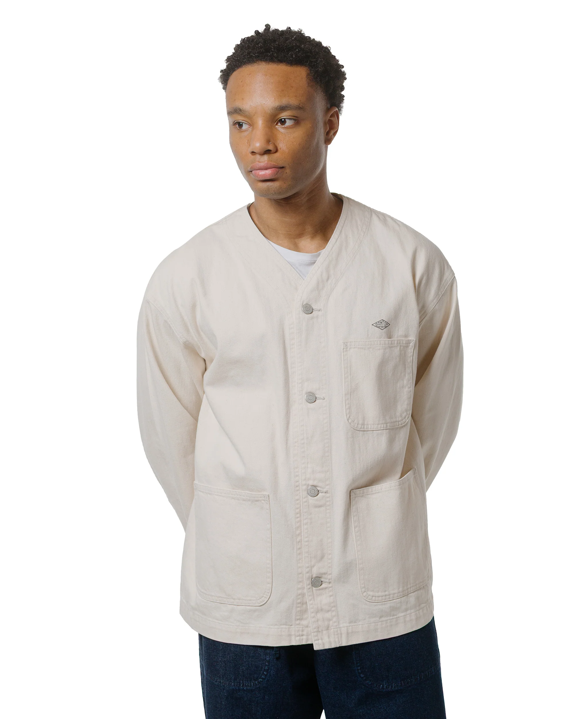Danton Katsuragi Collarless Jacket Ecru