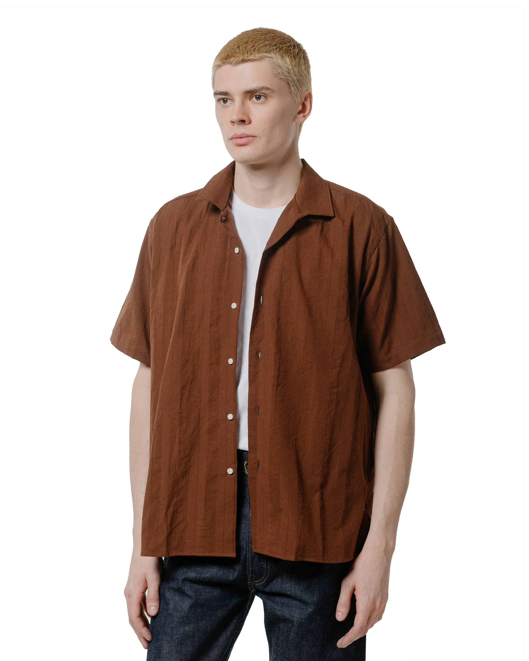 Gitman Vintage Bros. Brown Dobby Stripe Camp Shirt